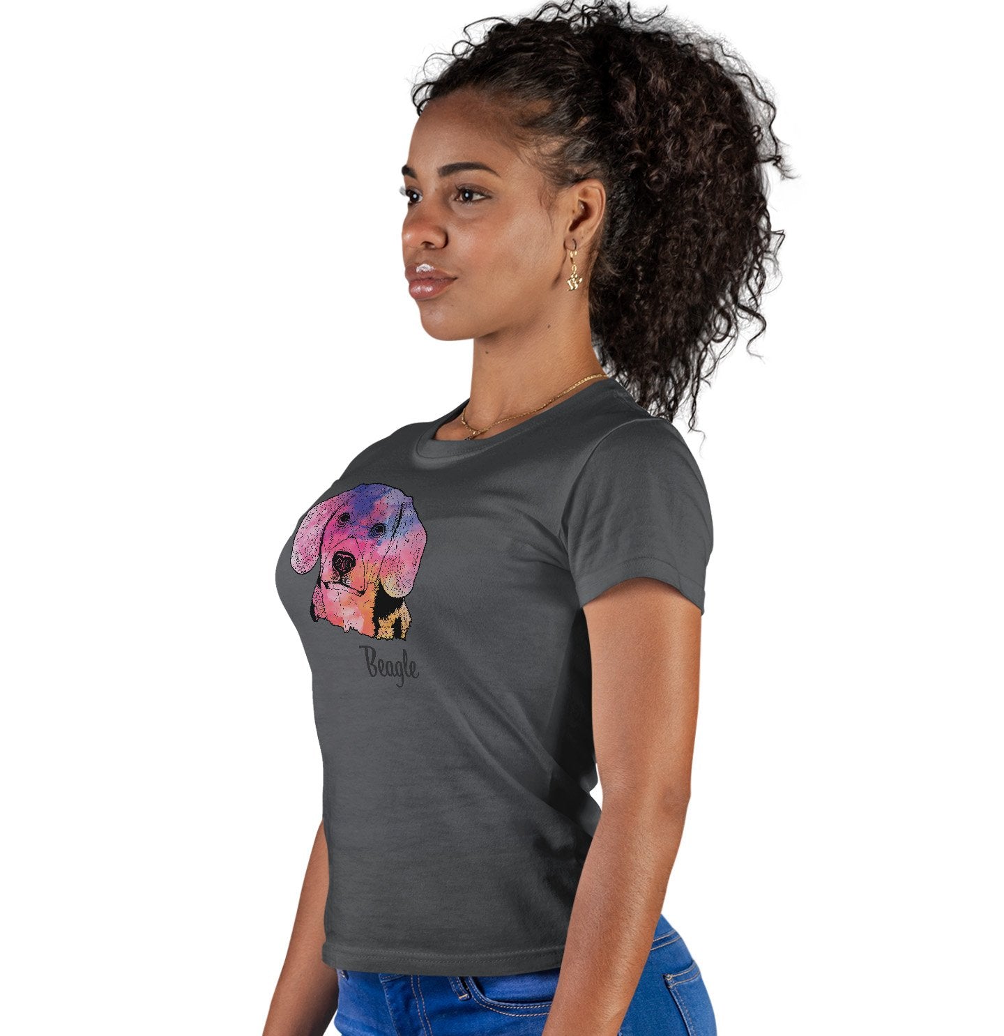 Colorful Beagle Headshot - Women's Fitted T-Shirt