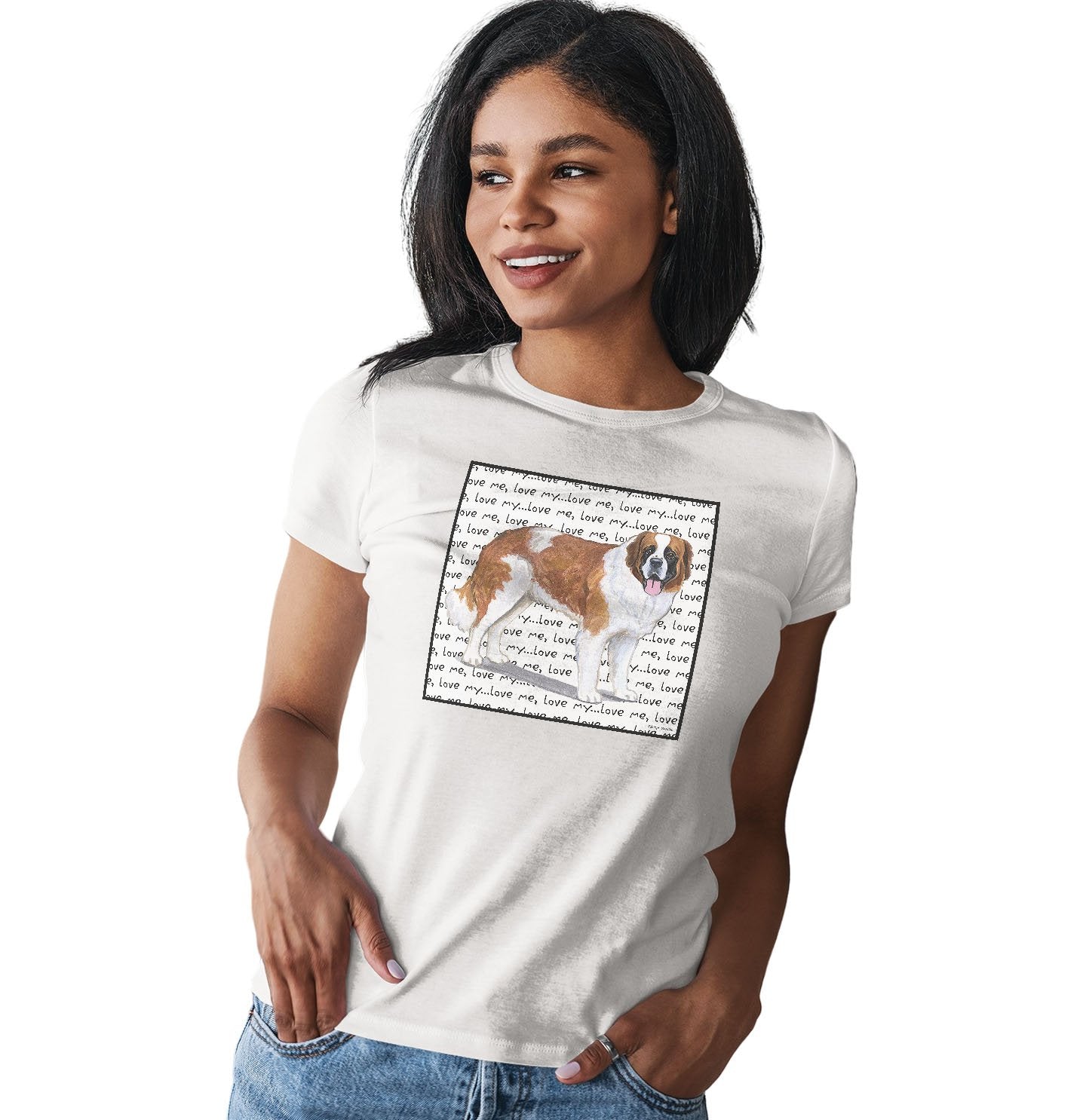 Saint Bernard Love Text - Women's Fitted T-Shirt