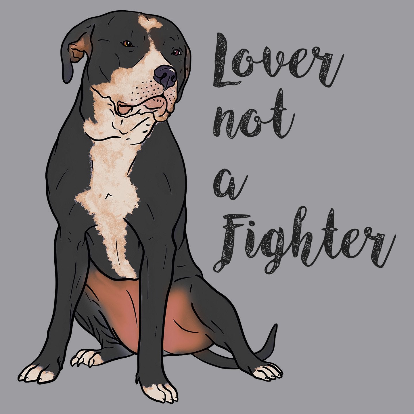 Black & White Pit Bull Lover Not Fighter - Women's V-Neck T-Shirt