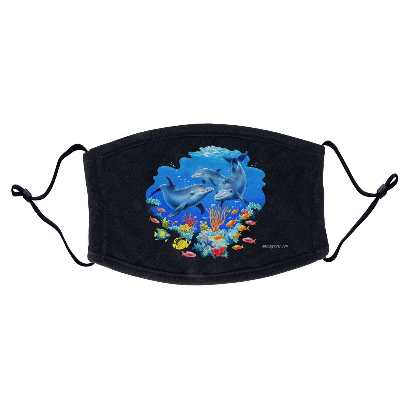 Dolphin Reef Face Mask - Adjustable Ear Loops, Reusable & Washable, Cloth - Animal Pride