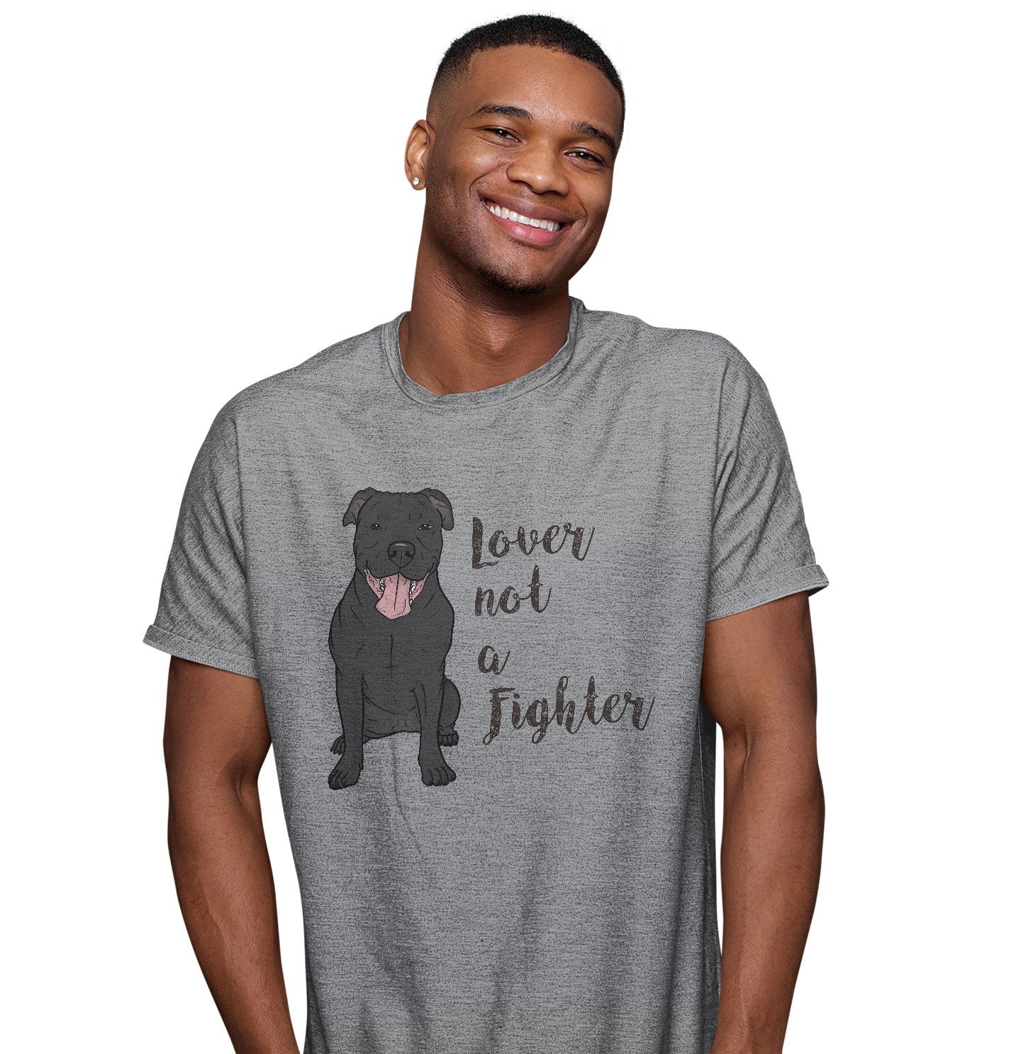 Black Pit Bull Lover Not Fighter - Adult Unisex T-Shirt