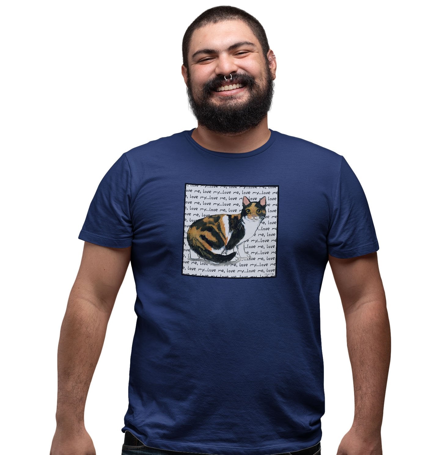 Calico Cat Love Text - Adult Unisex T-Shirt