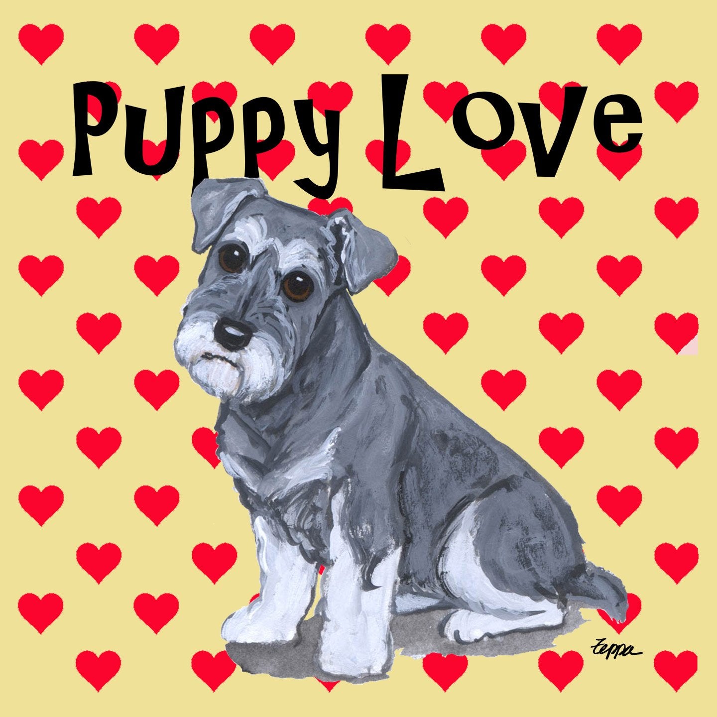 Schnauzer Puppy Love - Adult Unisex T-Shirt
