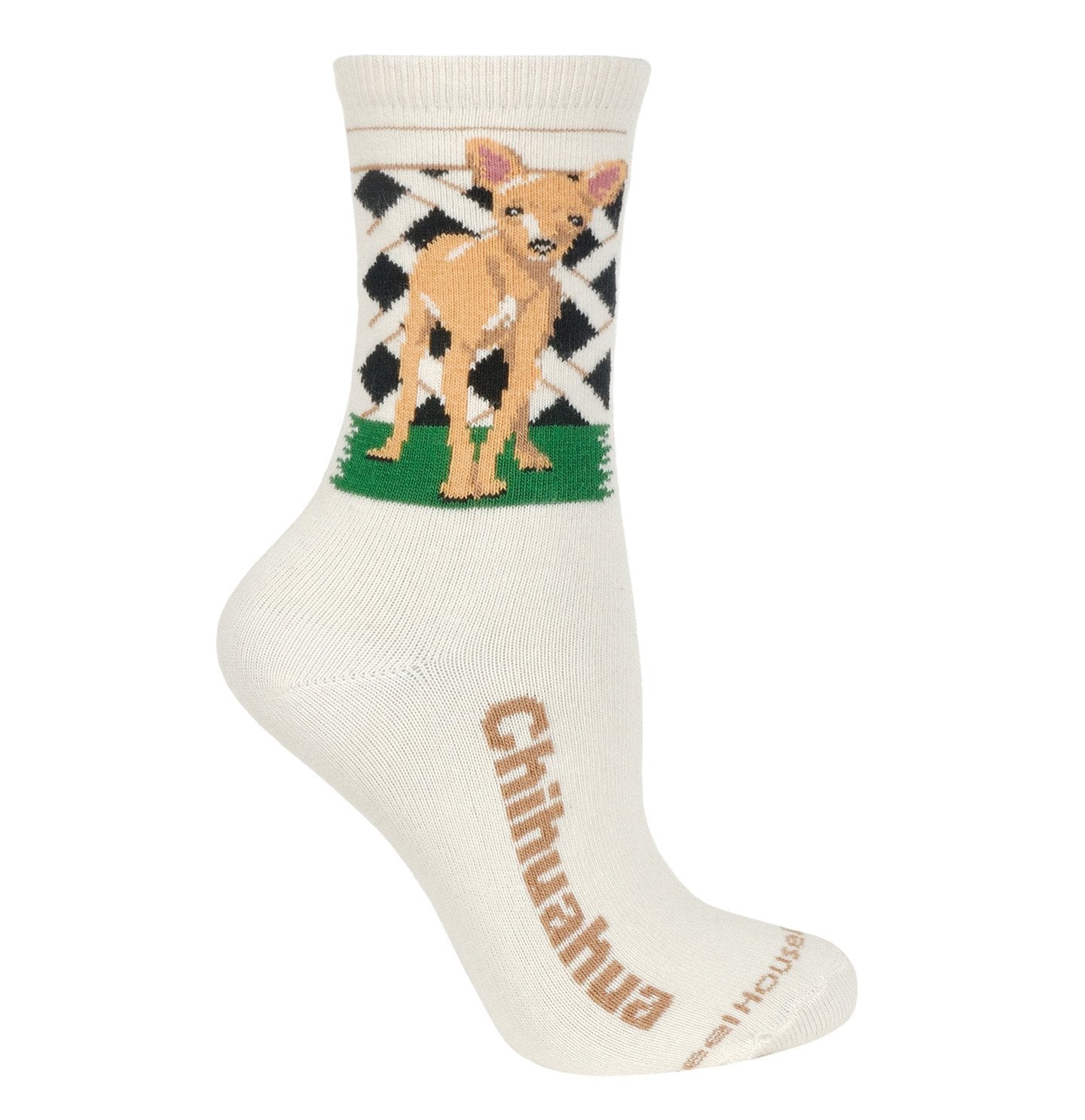 Animal Pride - Chihuahua on Natural - Adult Cotton Crew Socks