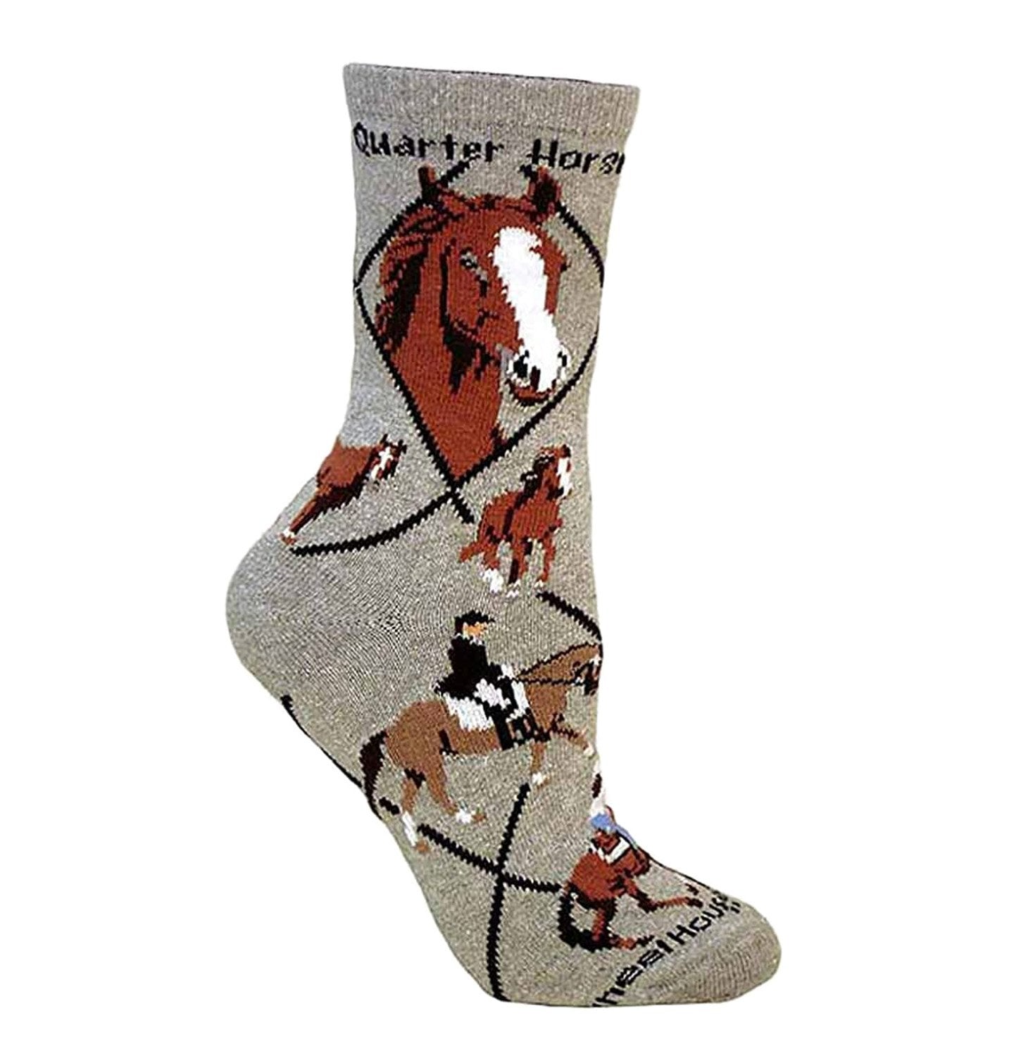 Animal Pride - Quarter Horse on Grey - Adult Cotton Crew Socks