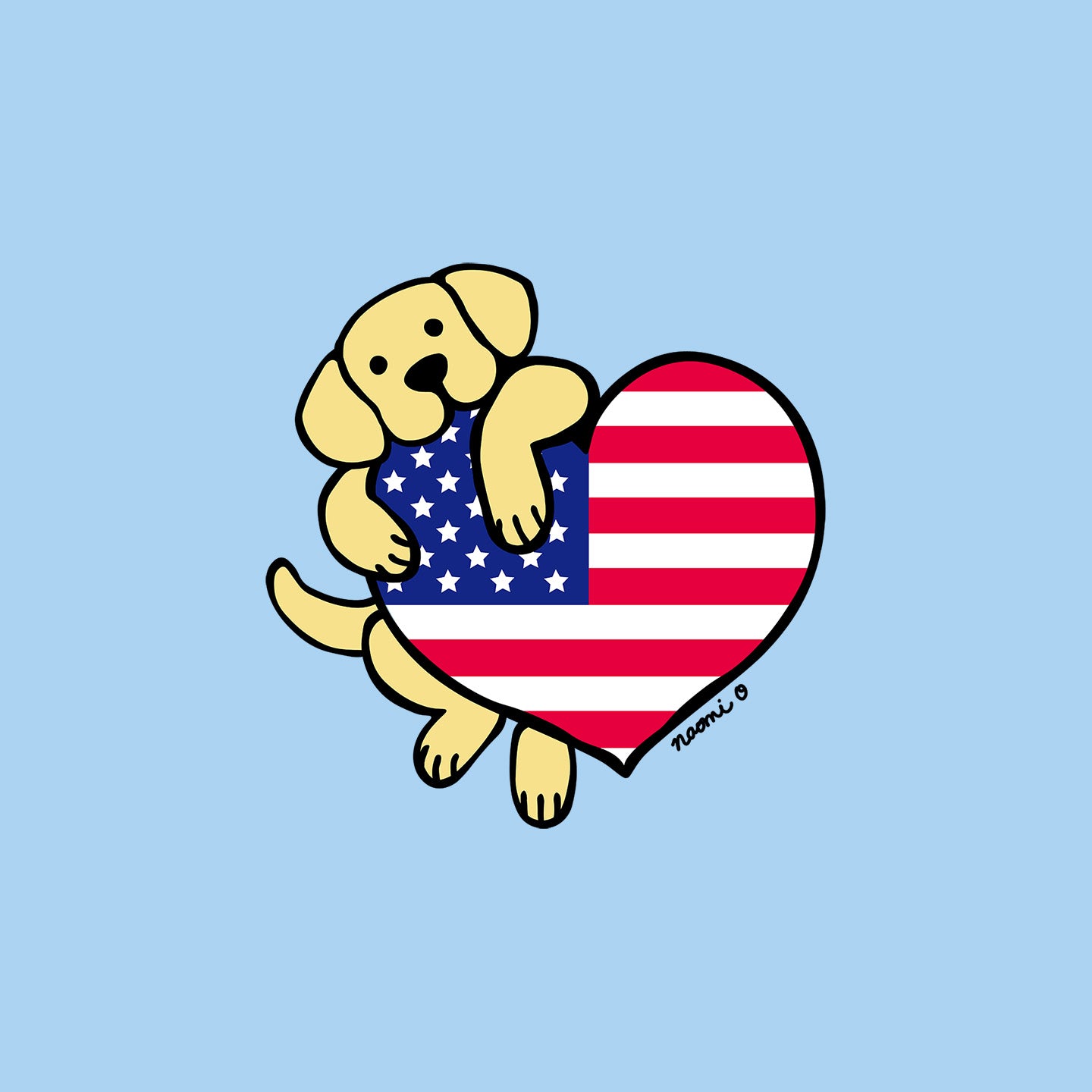 USA Flag Heart Yellow Lab Left Chest - Kids' Unisex T-Shirt