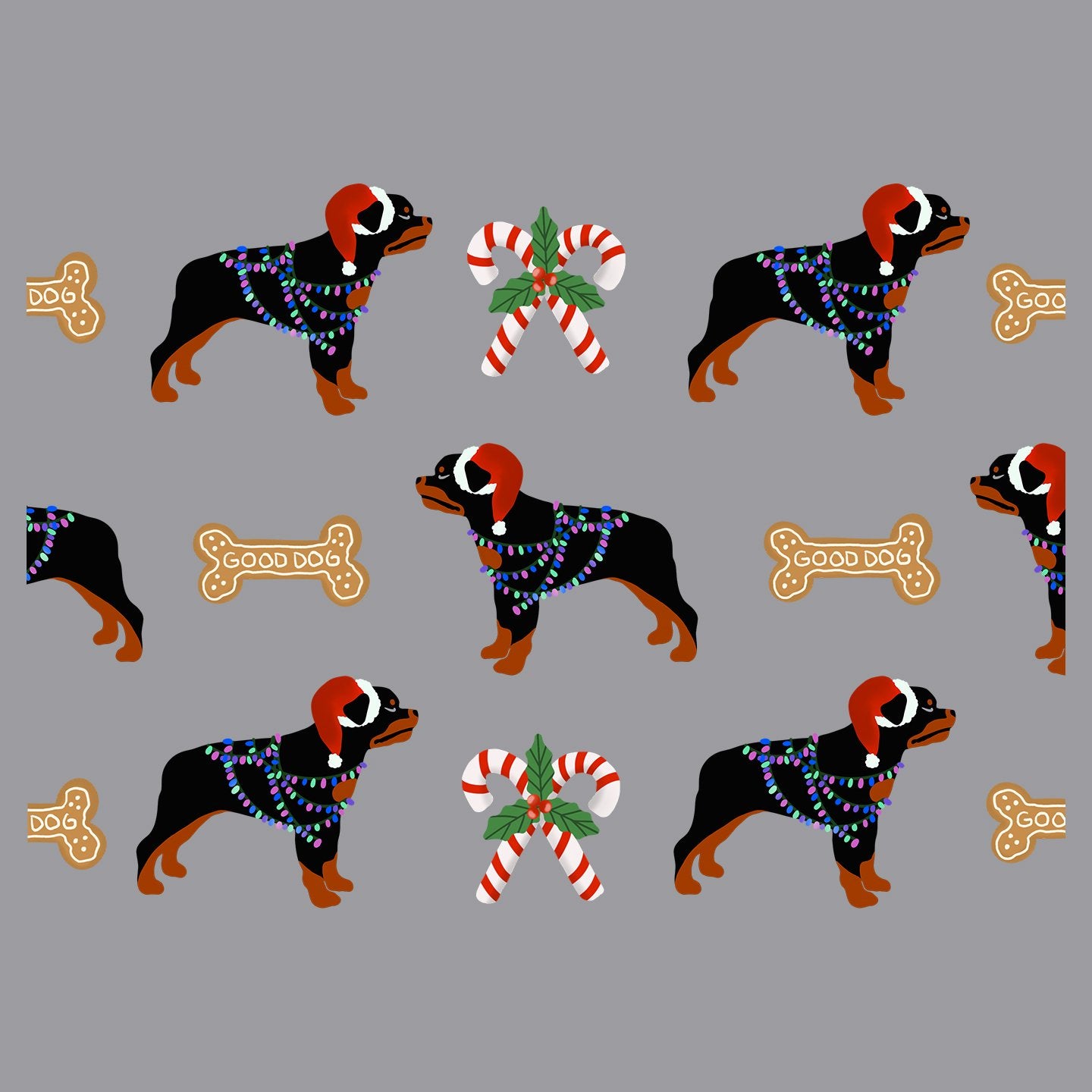 Christmas Rottweiler Pattern - Adult Adjustable Face Mask