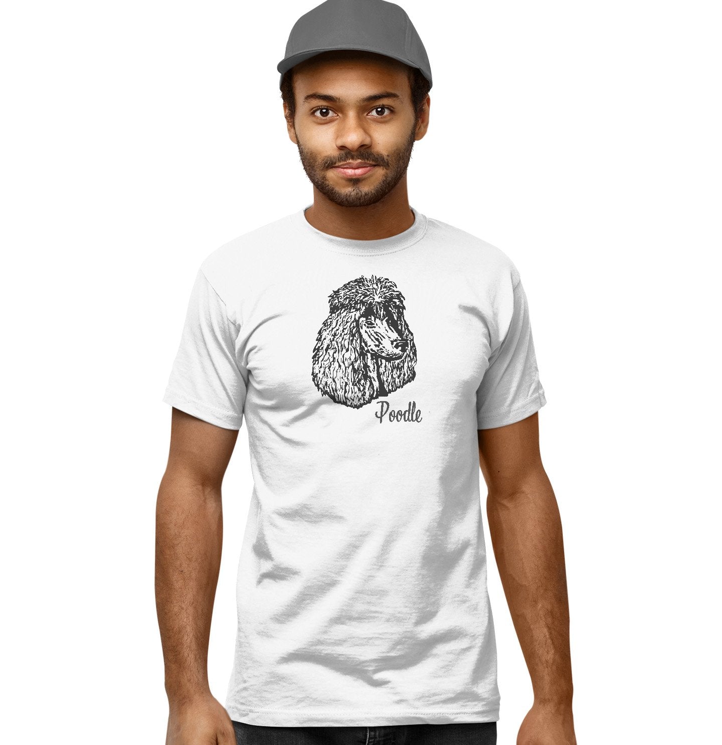 White Poodle Headshot - Adult Unisex T-Shirt