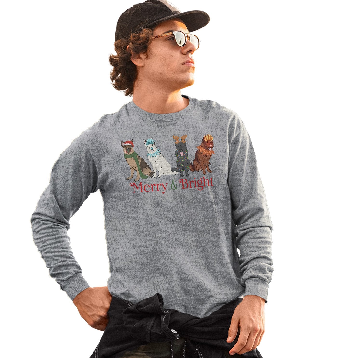 German Shepherd Christmas Line Up - Adult Unisex Long Sleeve T-Shirt