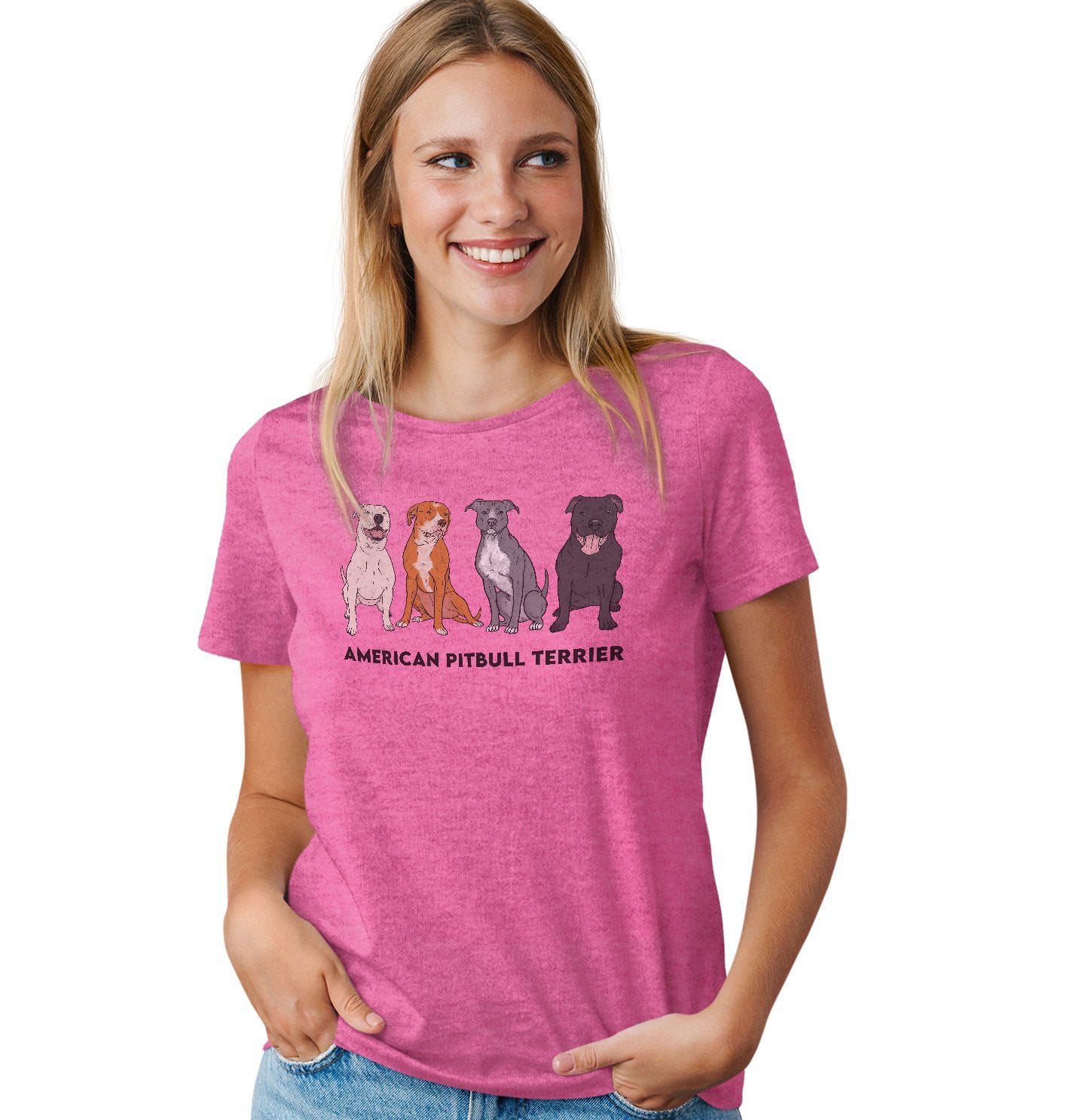American Pit Bull Terrier Line Up - Women's Tri-Blend T-Shirt