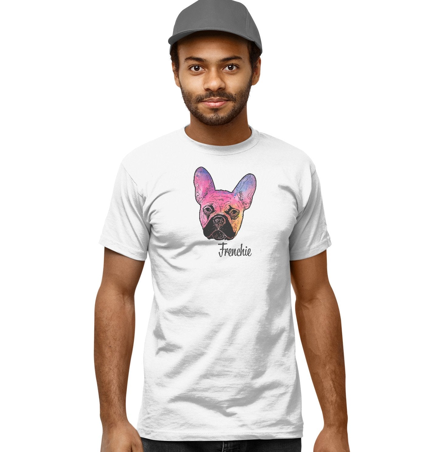 Colorful Frenchie Headshot - Adult Unisex T-Shirt