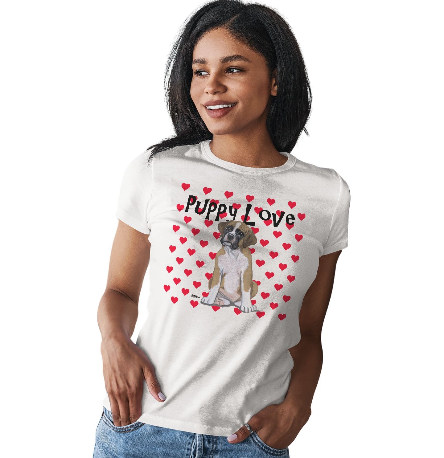 Boxer Puppy Love - Women's Fitted T-Shirt