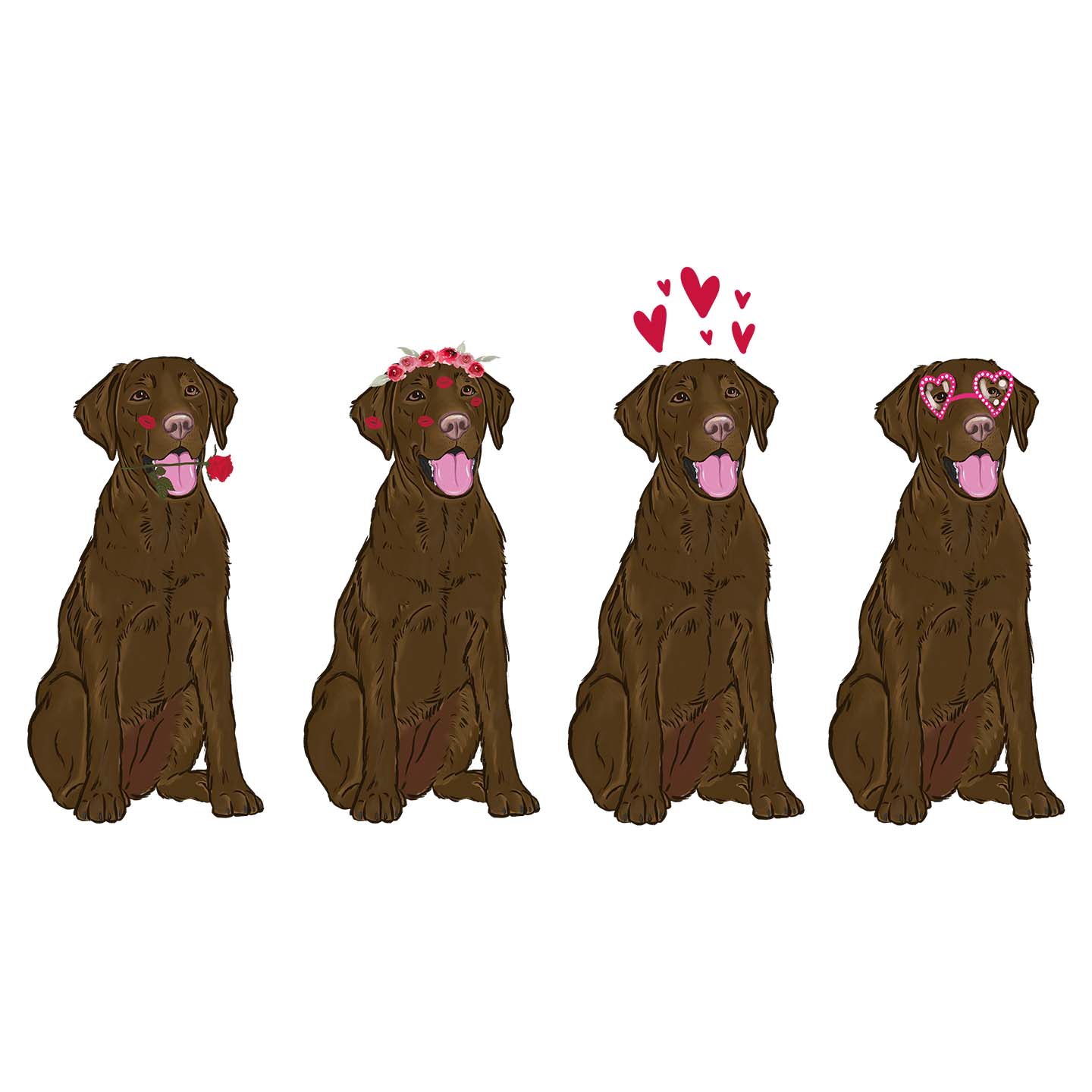 Chocolate Lab Love Line Up - Women's V-Neck T-Shirt