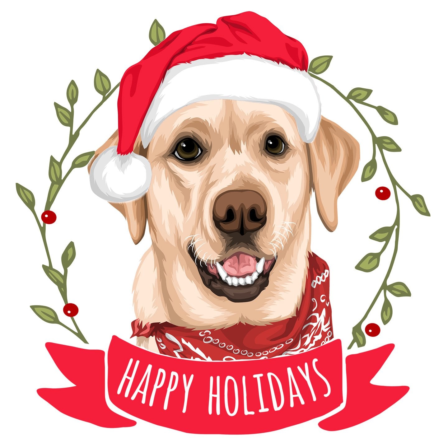 Happy Holidays Yellow Lab - Women's V-Neck Long Sleeve T-Shirt