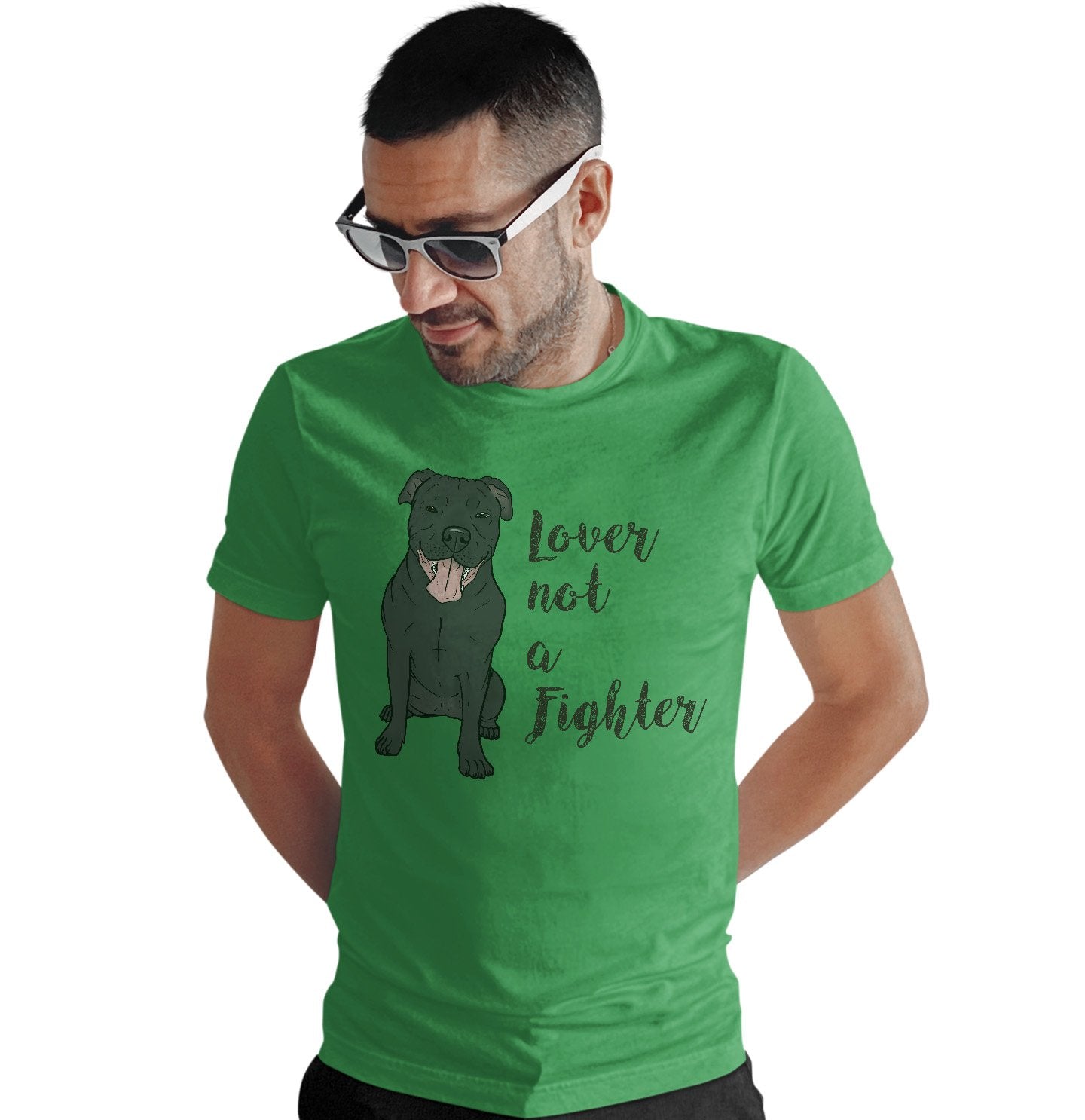Black Pit Bull Lover Not Fighter - Adult Unisex T-Shirt