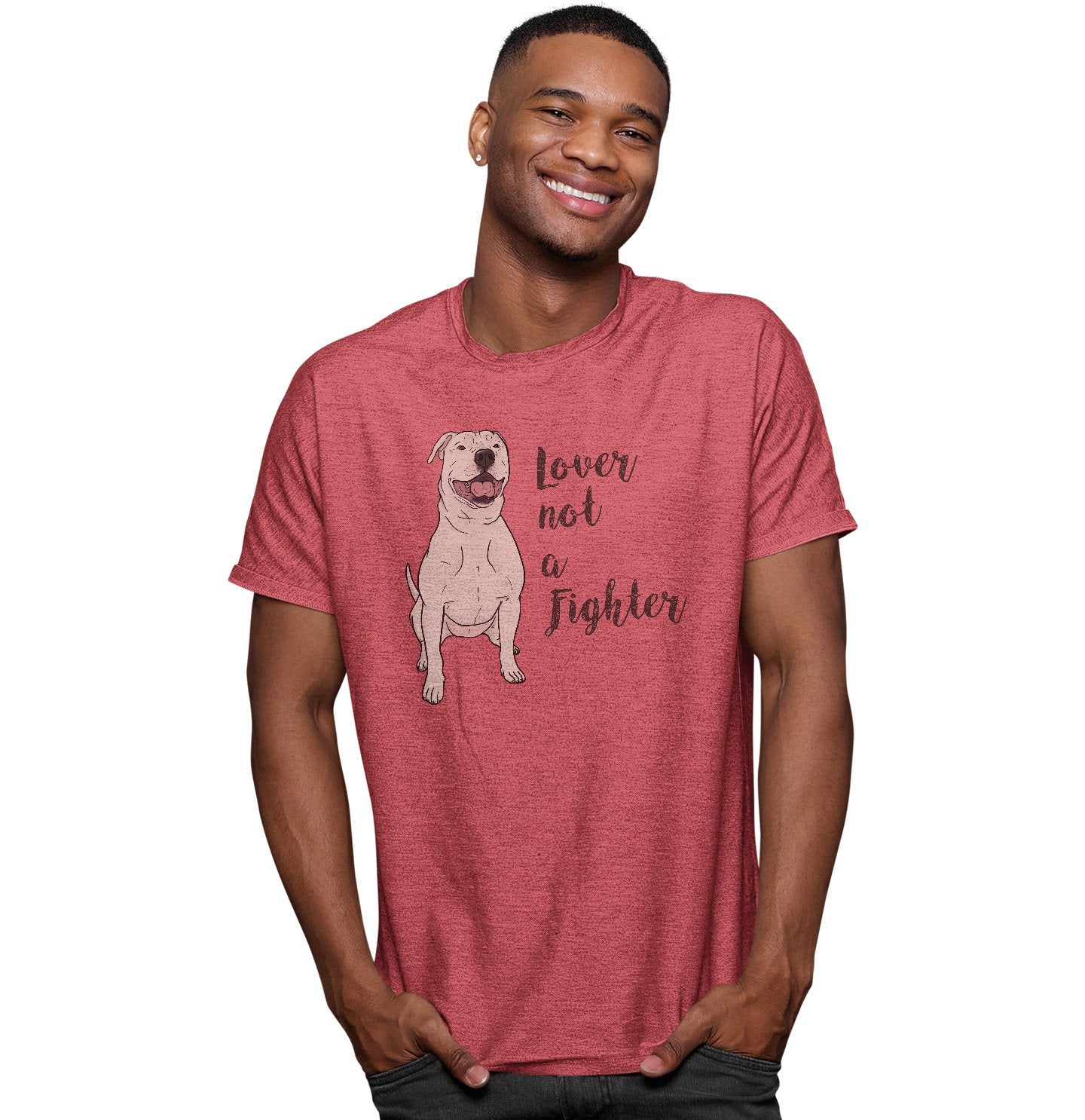 White Pit Bull Lover Not Fighter - Adult Tri-Blend T-Shirt