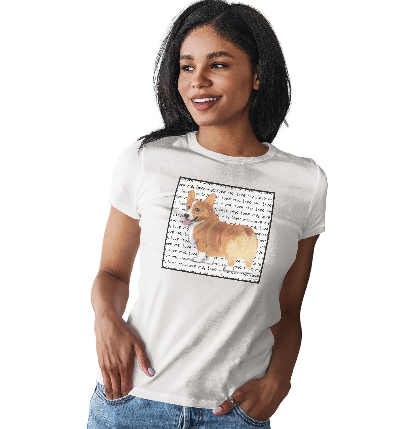 Corgi Love Text - Women's Fitted T-Shirt