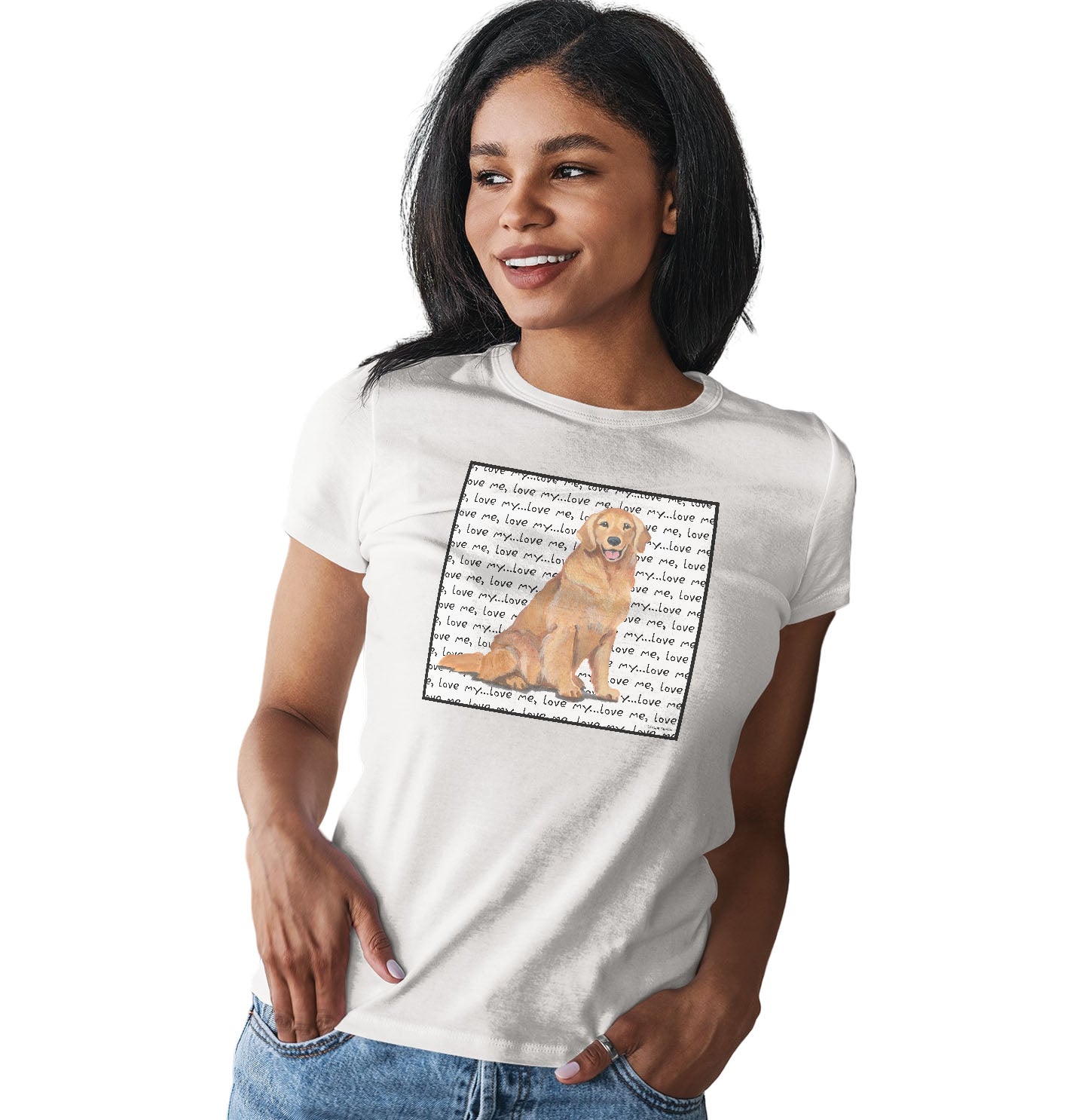 Golden Love Text - Women's Fitted T-Shirt