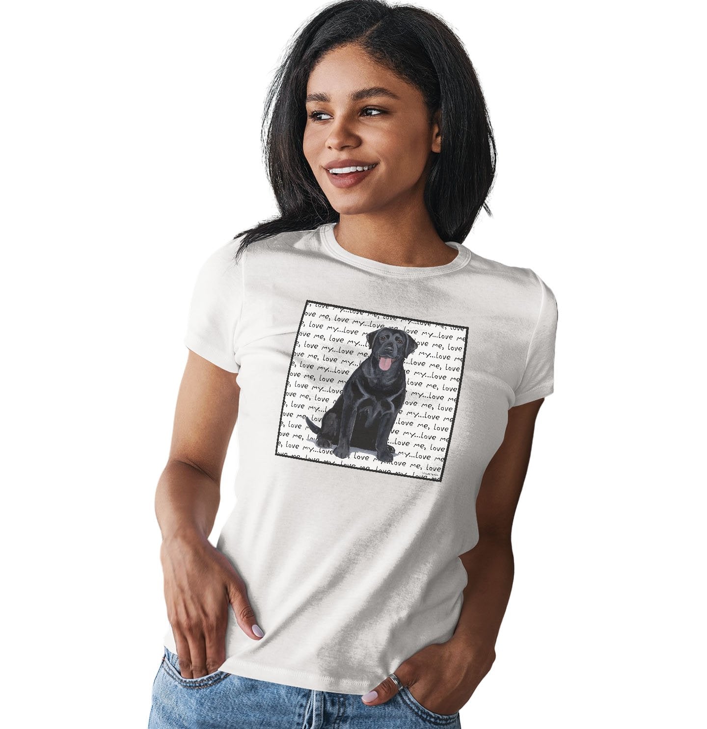 Black Lab Love Text - Women's Fitted T-Shirt