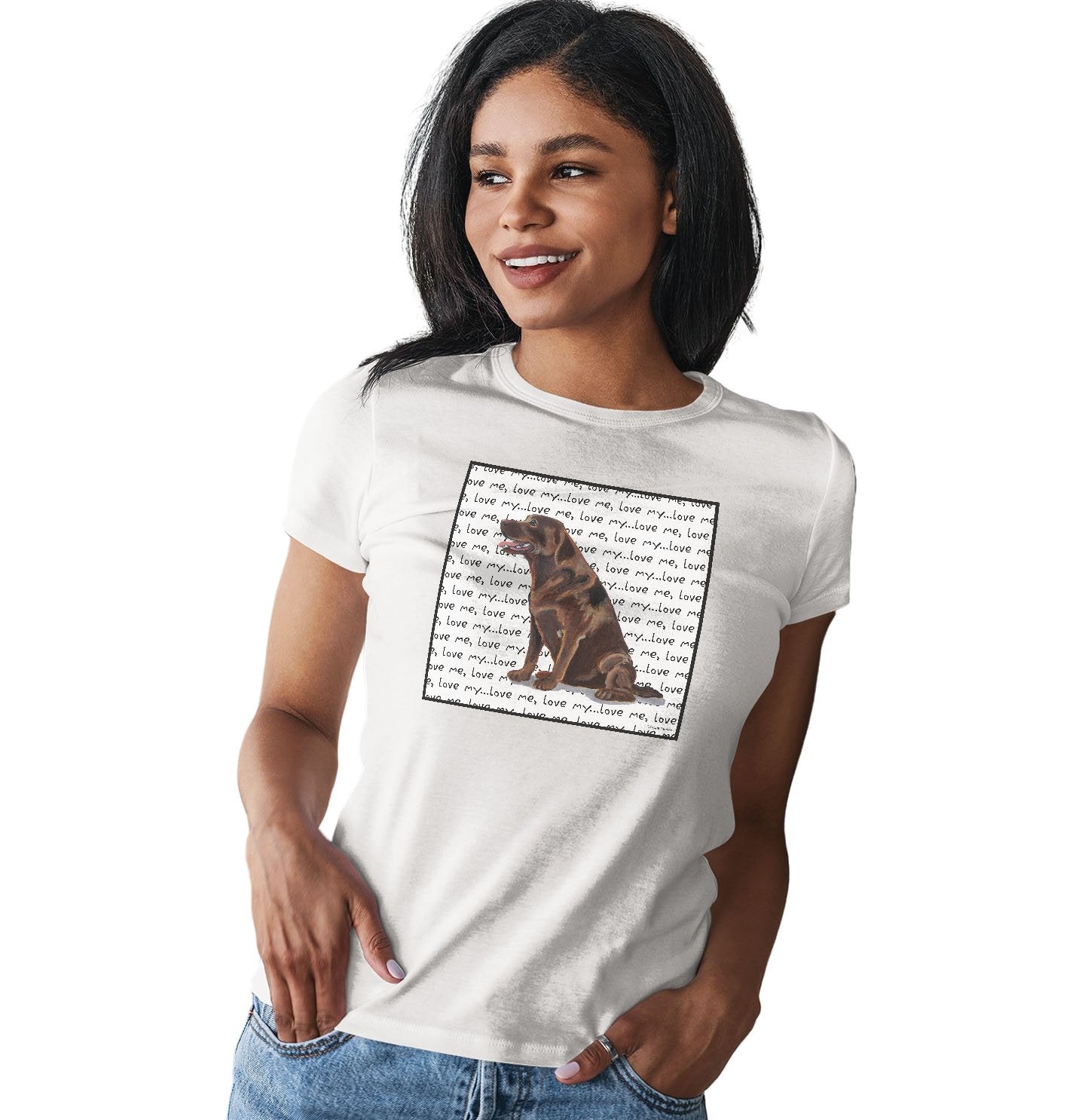 Chocolate Lab Love Text - Women's Fitted T-Shirt