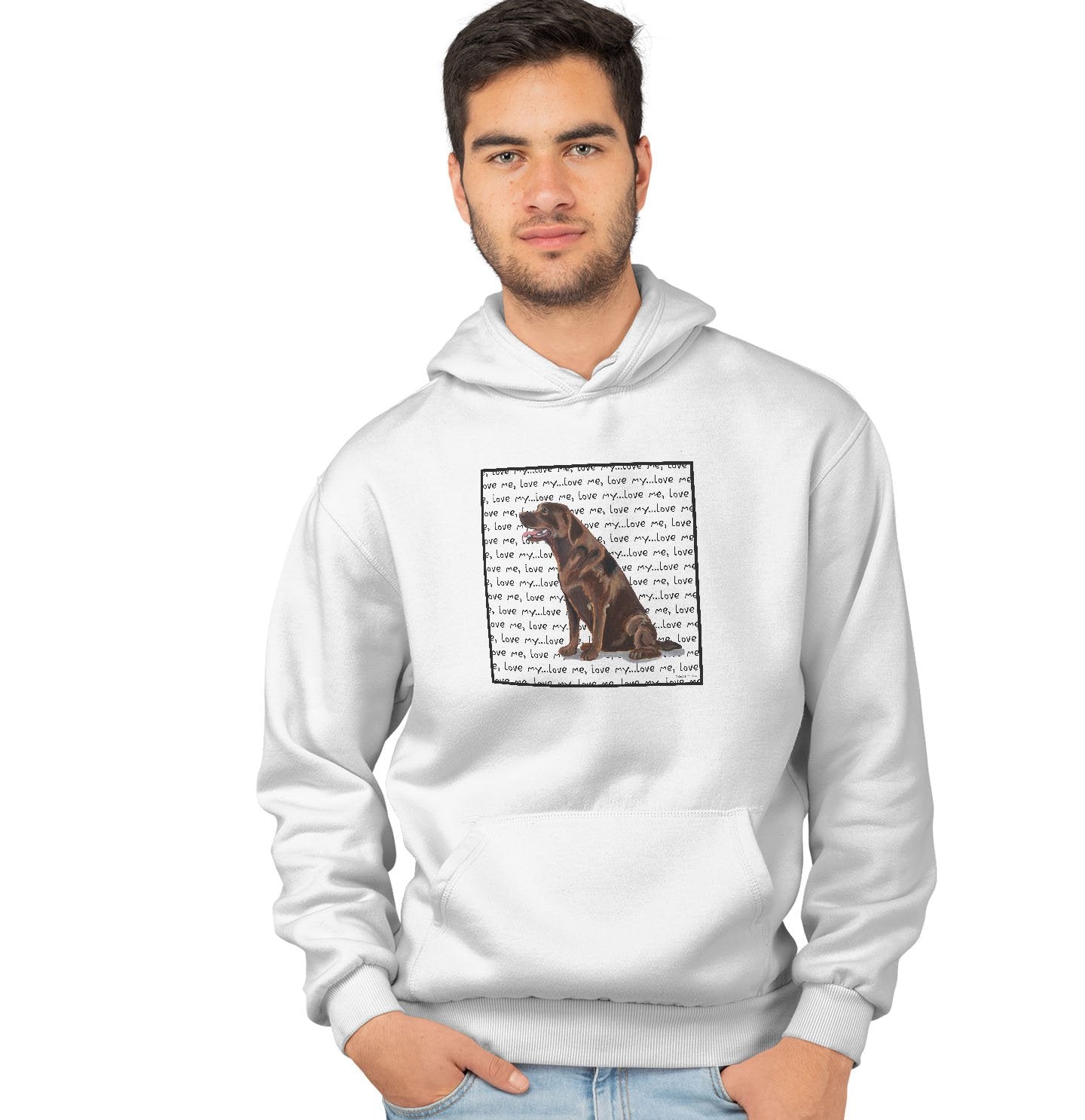 Chocolate Lab Love Text - Adult Unisex Hoodie Sweatshirt