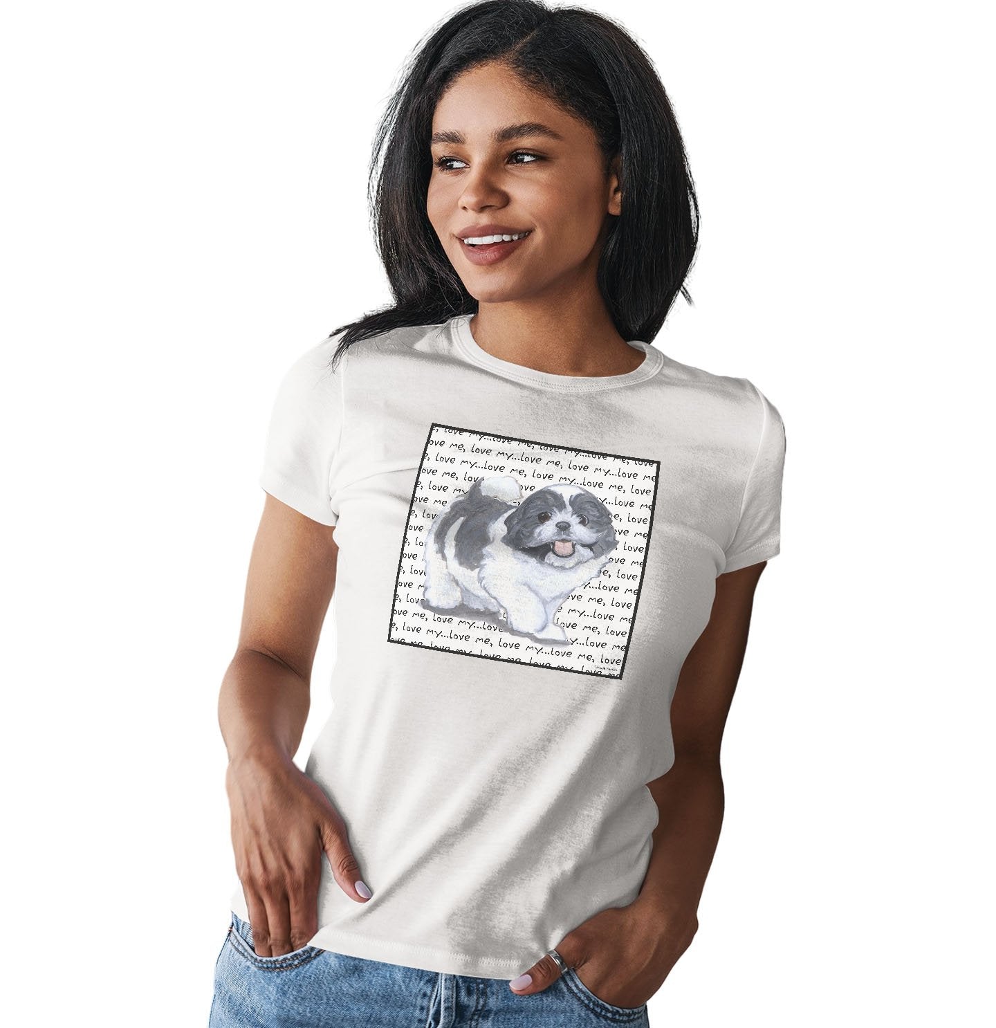 Shih Tzu Love Text - Women's Fitted T-Shirt