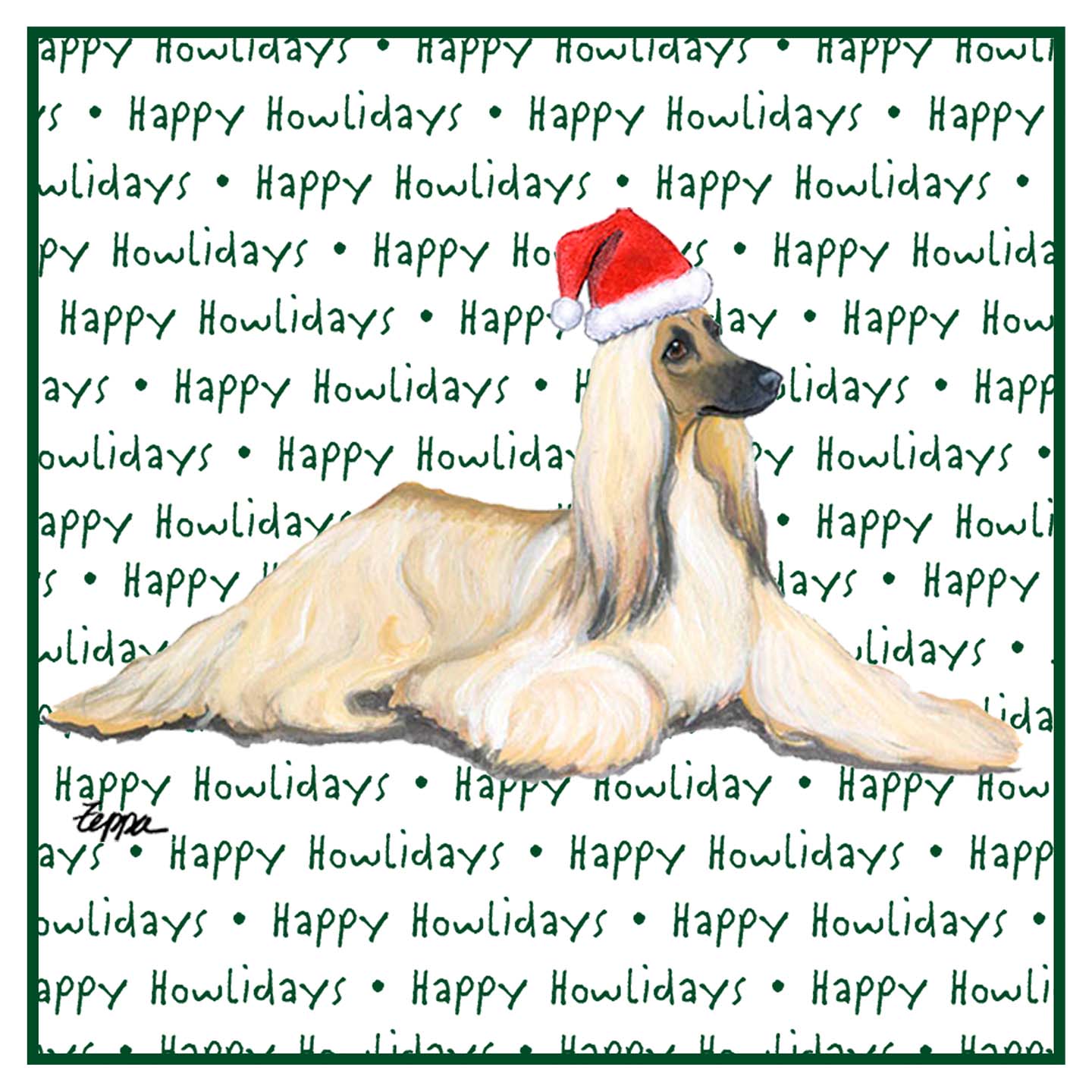 Afghan Hound Happy Howlidays Text - Adult Unisex Hoodie Sweatshirt