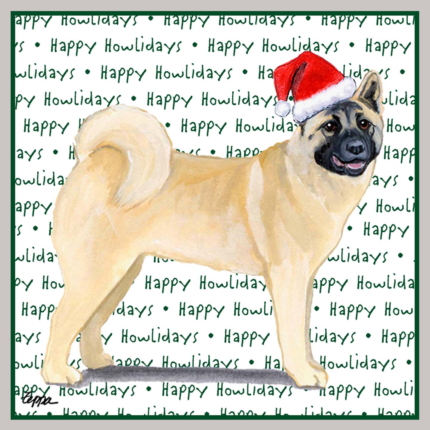 Akita Happy Howlidays Text - Women's V-Neck Long Sleeve T-Shirt