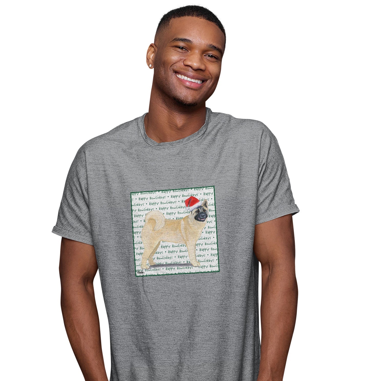 Akita Happy Howlidays Text - Adult Unisex T-Shirt