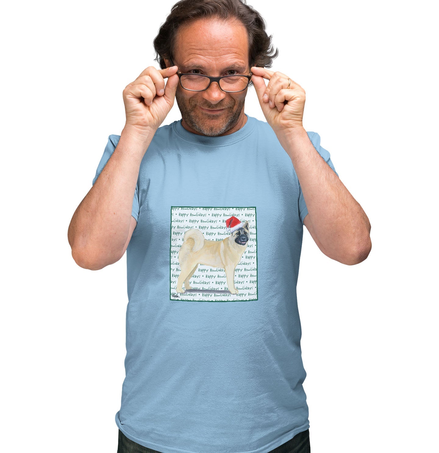 Akita Happy Howlidays Text - Adult Unisex T-Shirt
