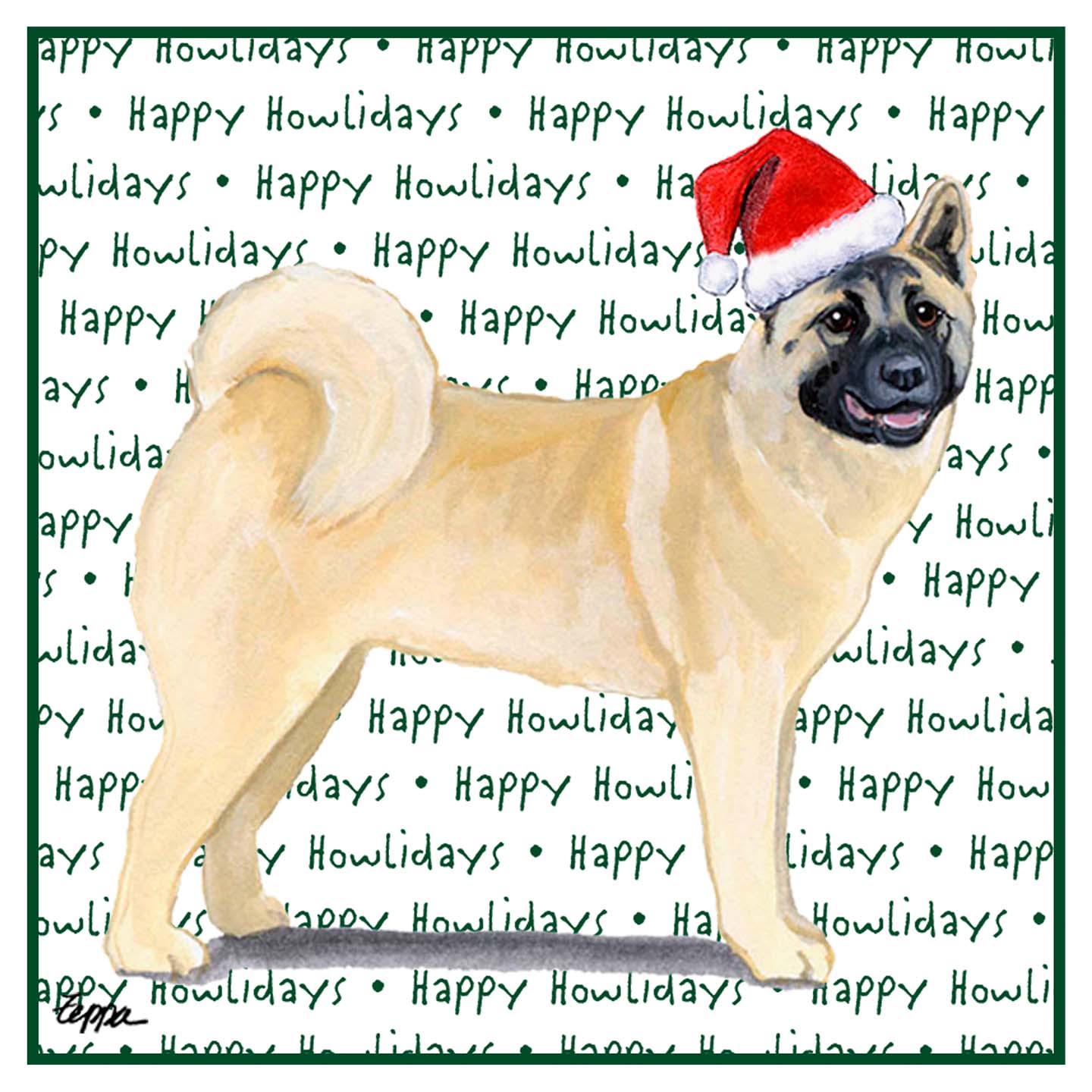 Akita Happy Howlidays Text - Adult Unisex Hoodie Sweatshirt