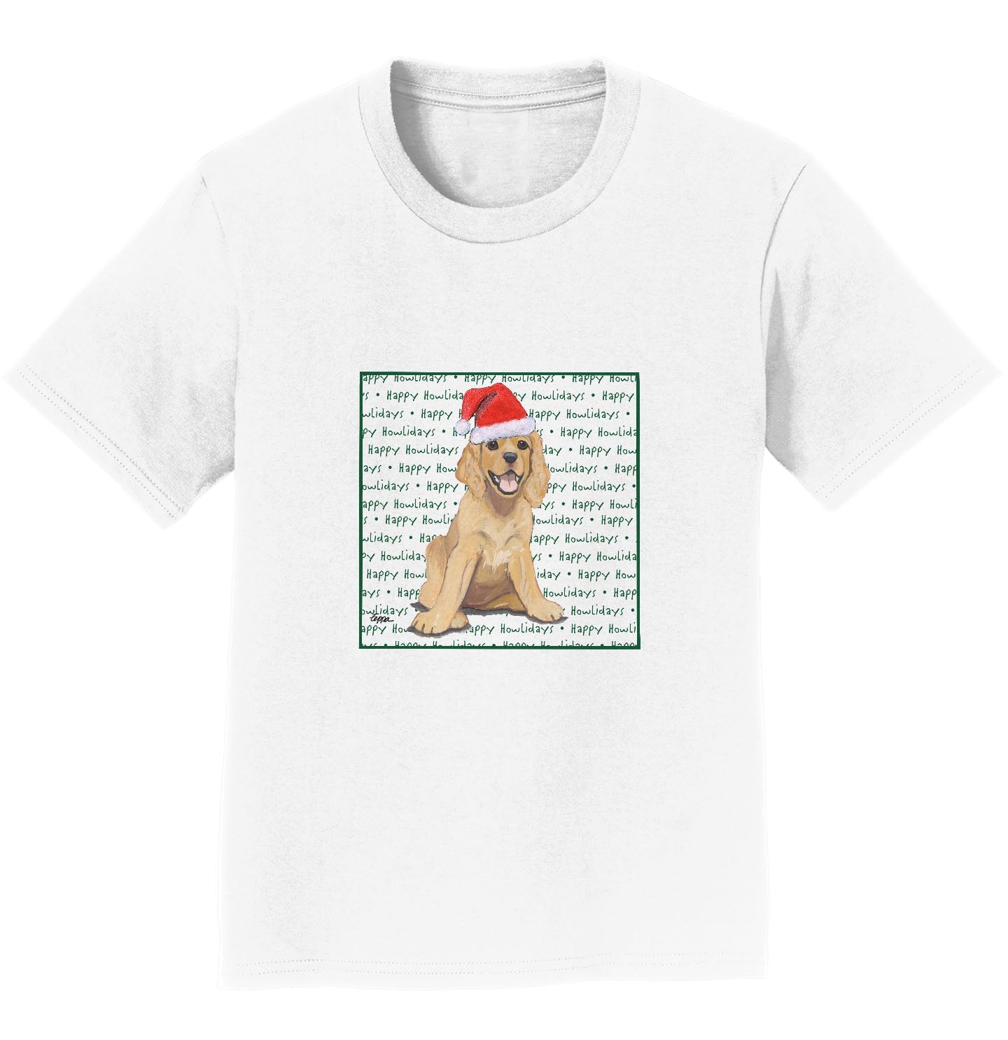 Cocker Spaniel Puppy Happy Howlidays Text - Kids' Unisex T-Shirt
