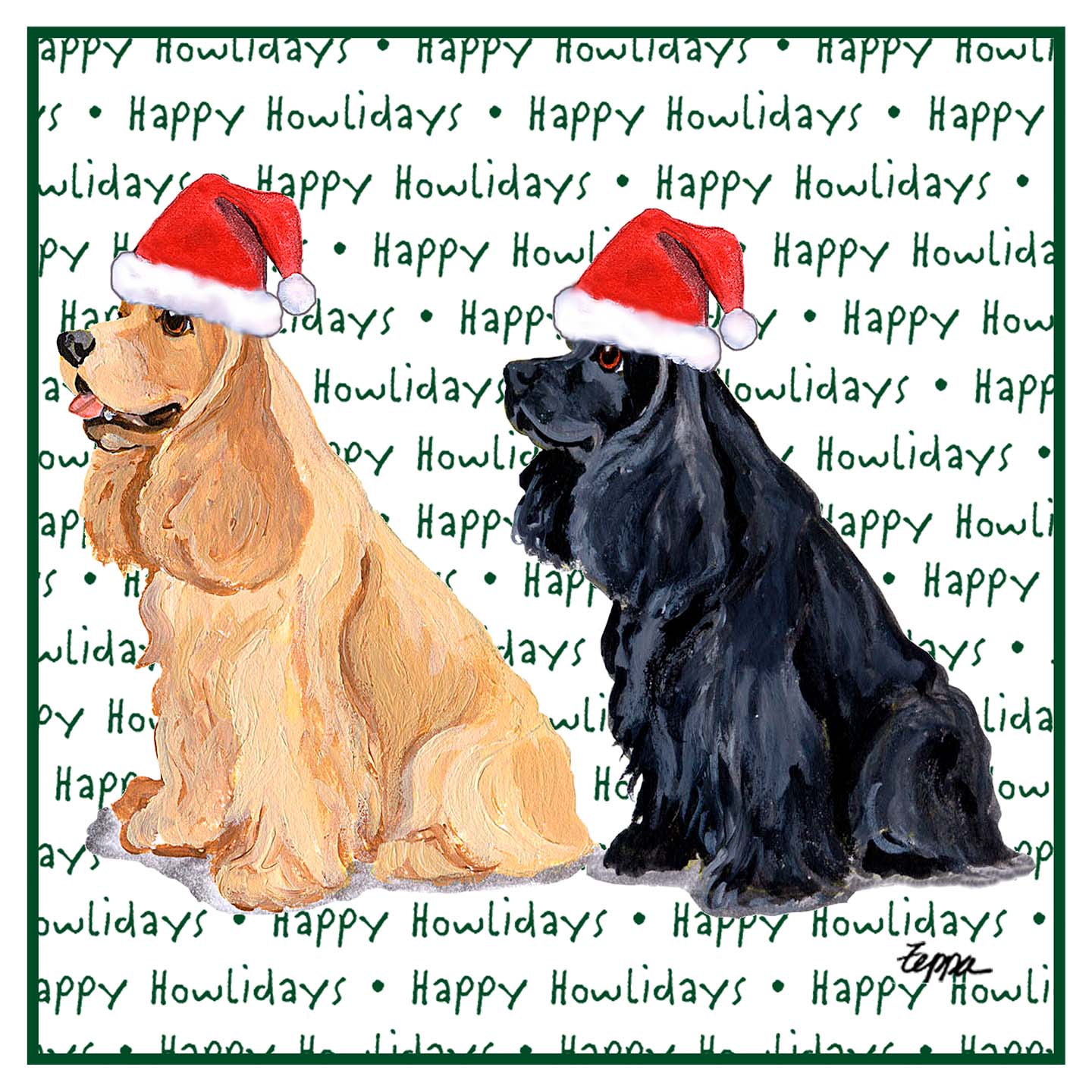 Cocker Spaniel Happy Howlidays Text - Women's V-Neck T-Shirt