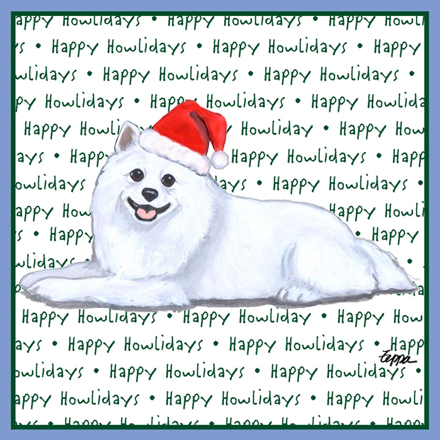 American Eskimo Dog Happy Howlidays Text - Women's Tri-Blend T-Shirt