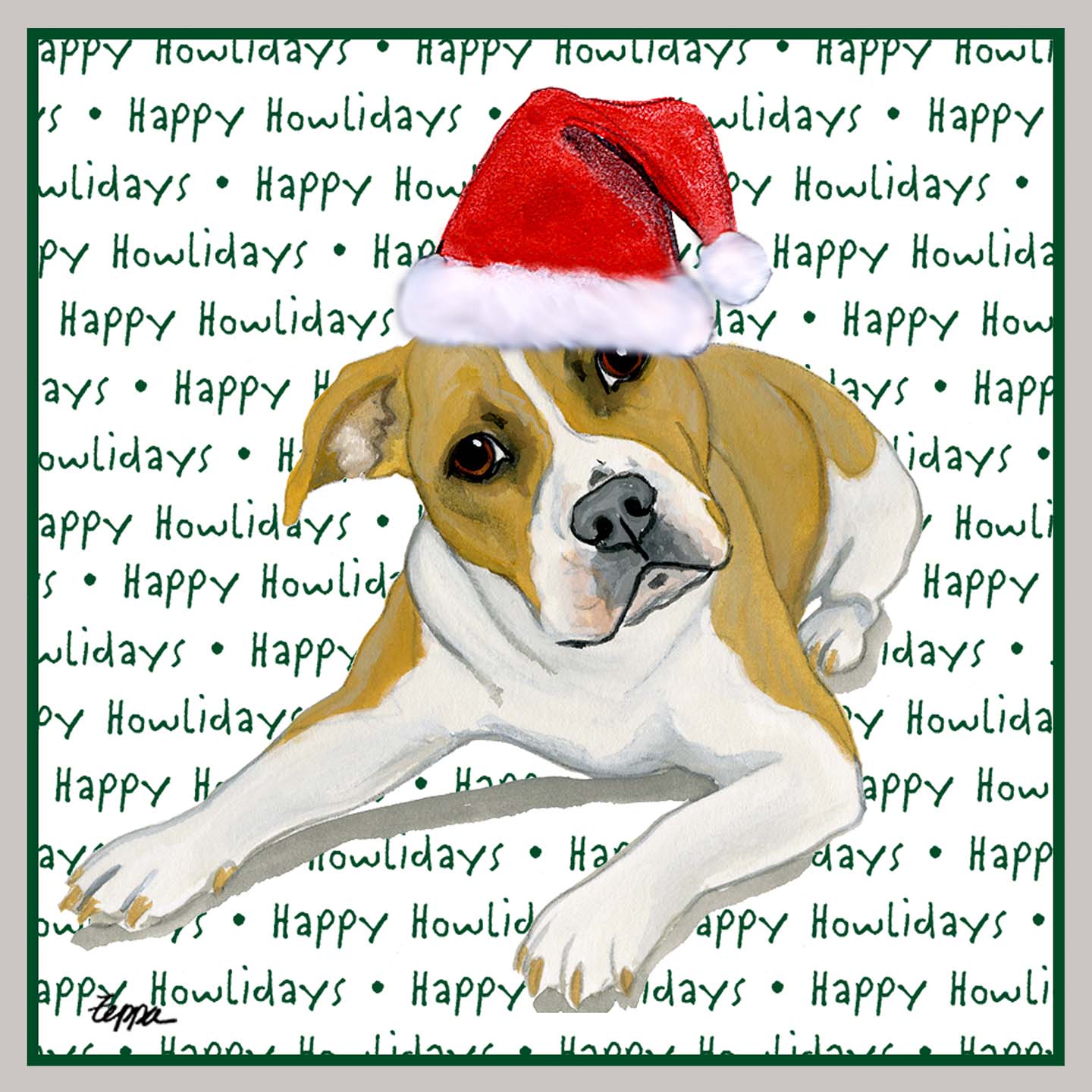 Pit Bull Happy Howlidays Text - Women's V-Neck Long Sleeve T-Shirt