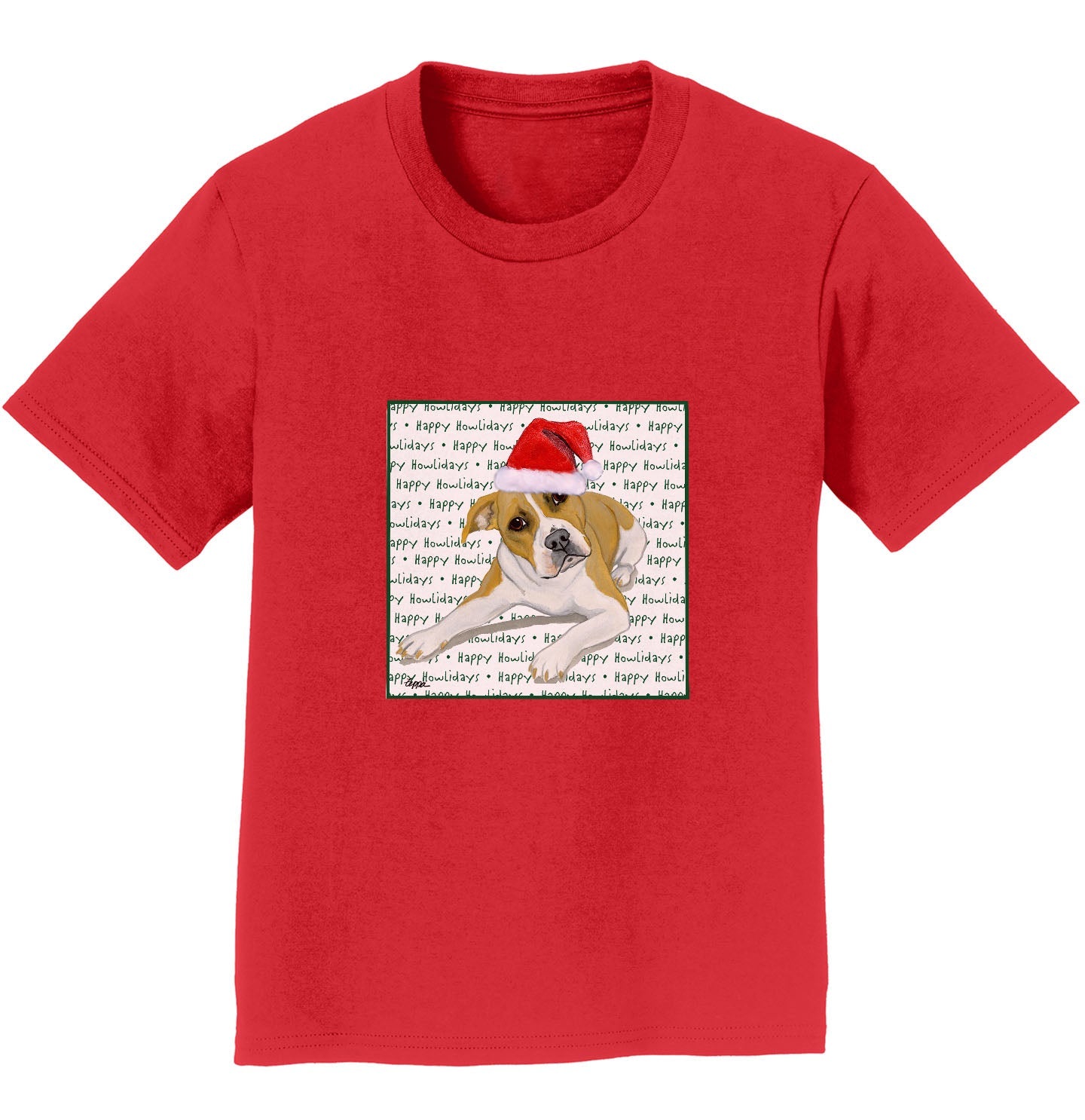 Pit Bull Happy Howlidays Text - Kids' Unisex T-Shirt