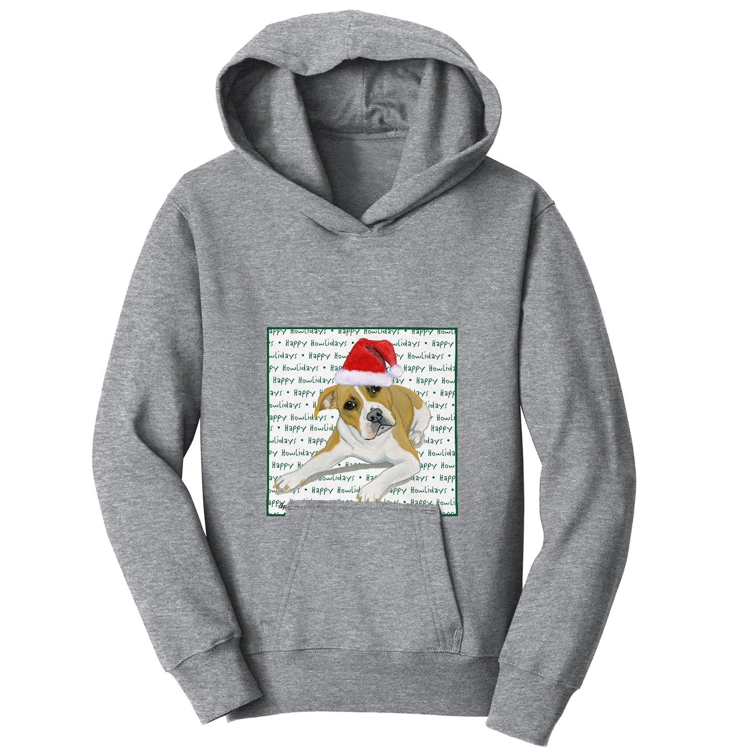 Pit Bull Happy Howlidays Text - Kids' Unisex Hoodie Sweatshirt