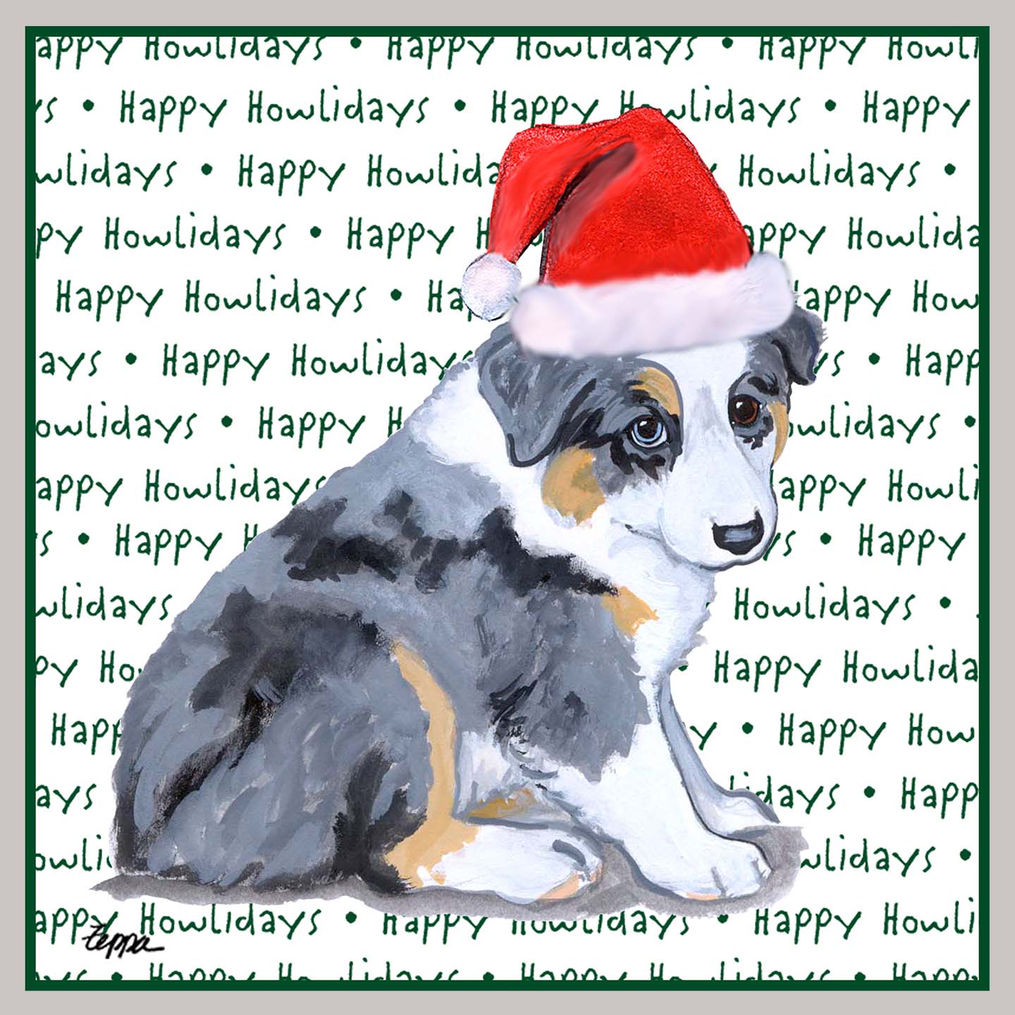Australian Shepherd Puppy Happy Howlidays Text - Kids' Unisex Hoodie Sweatshirt