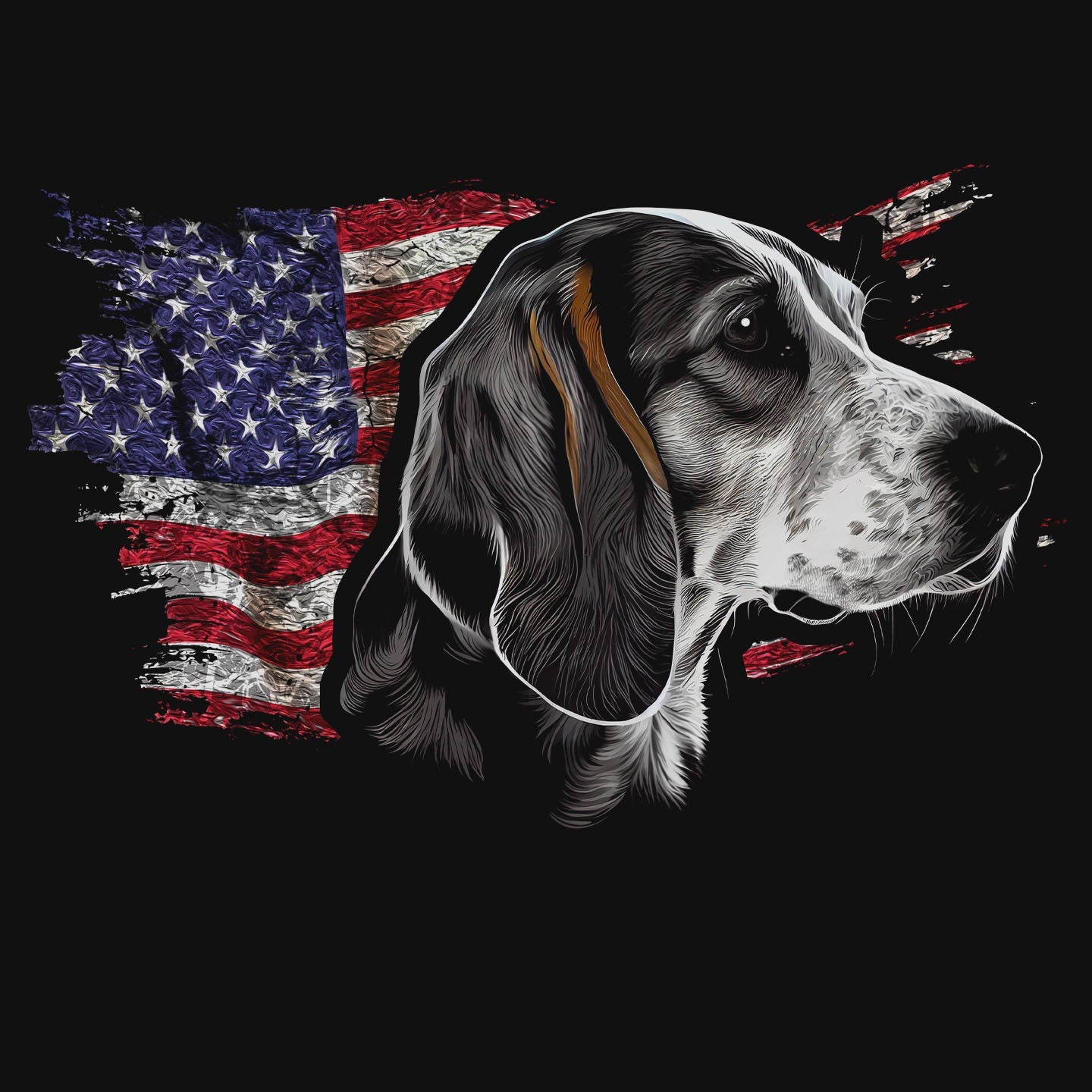Patriotic American English Coonhound American Flag - Women's V-Neck T-Shirt