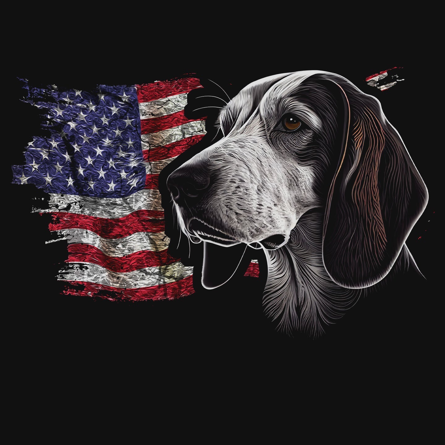Patriotic American Foxhound American Flag - Adult Unisex T-Shirt