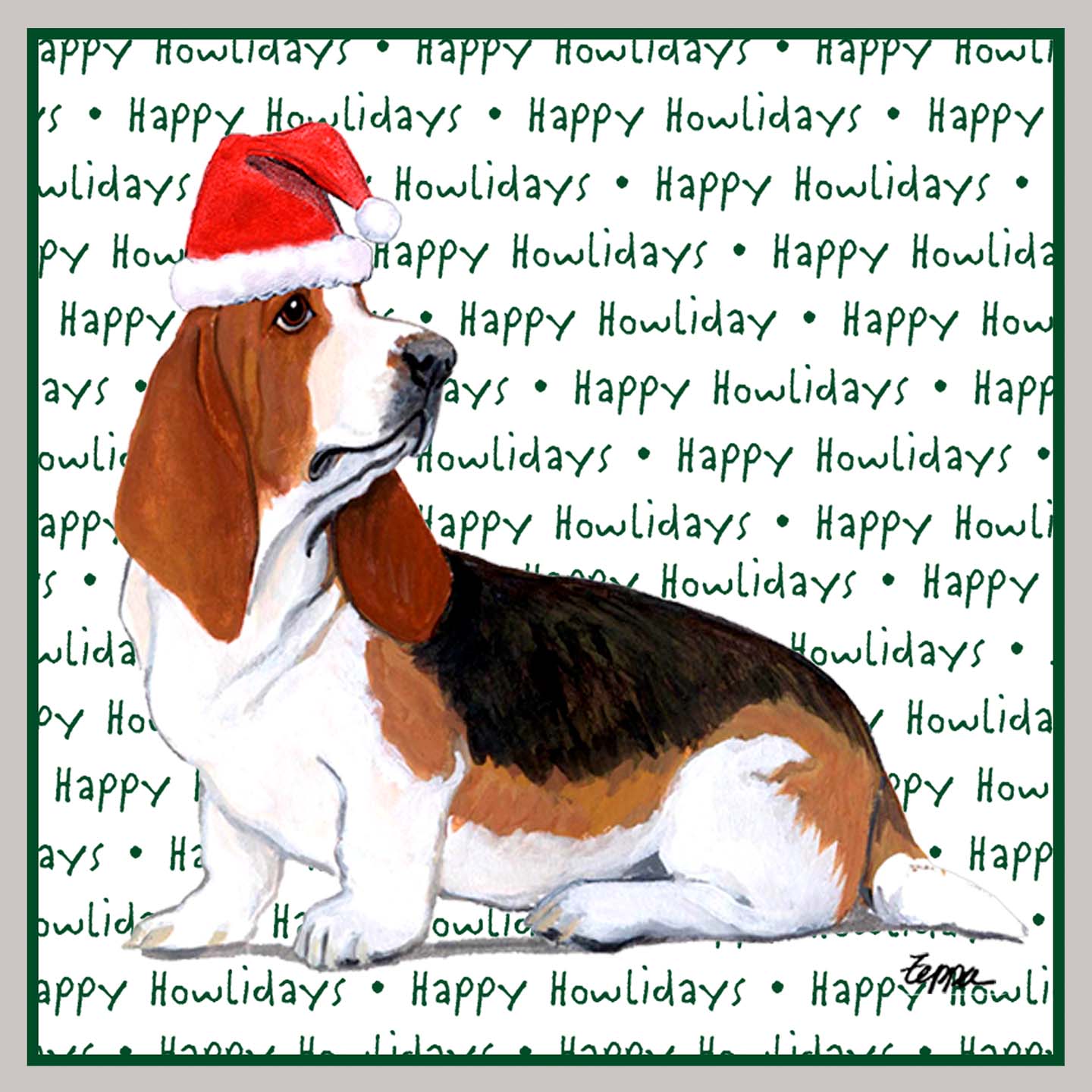 Basset Hound Happy Howlidays Text - Kids' Unisex Hoodie Sweatshirt