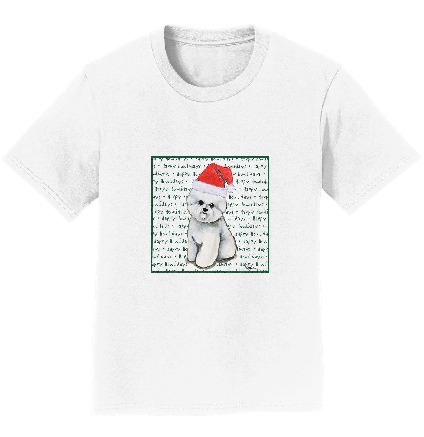 Bichon Frise Happy Howlidays Text - Kids' Unisex T-Shirt