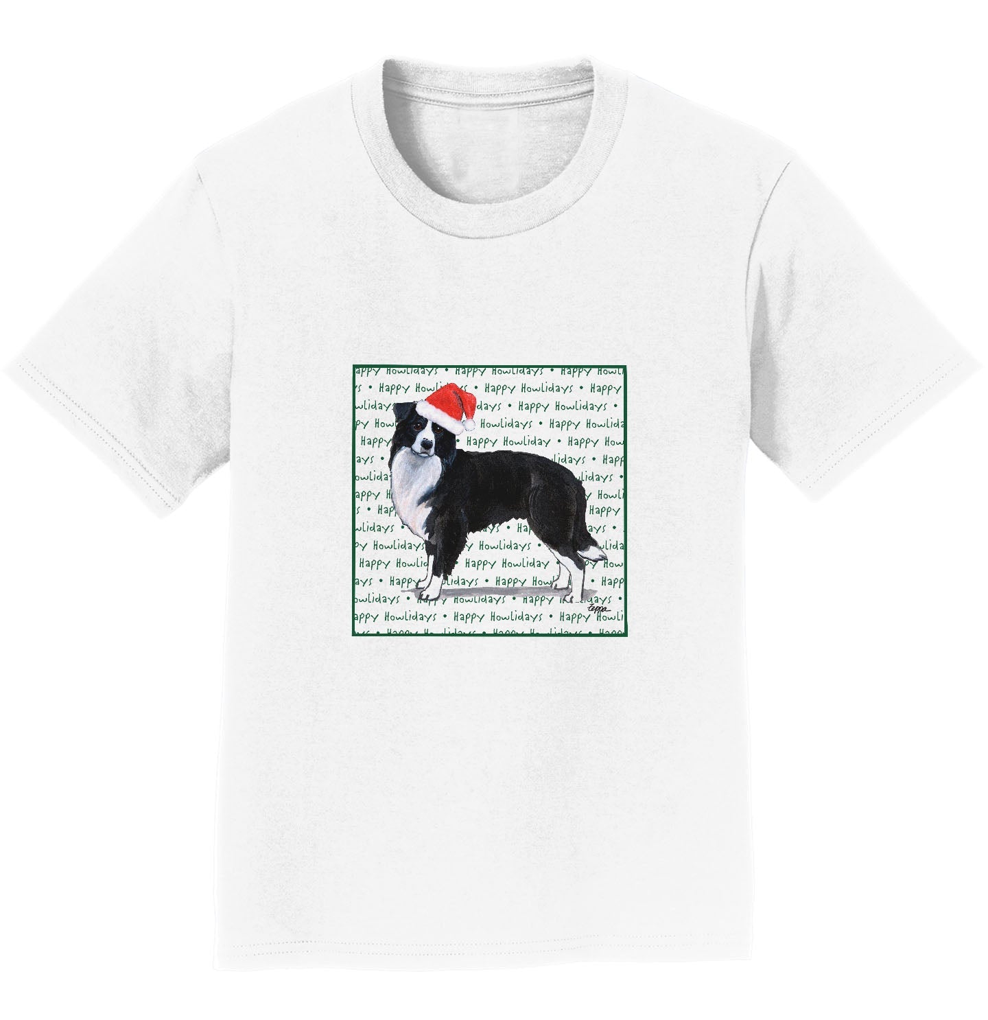 Border Collie Happy Howlidays Text - Kids' Unisex T-Shirt