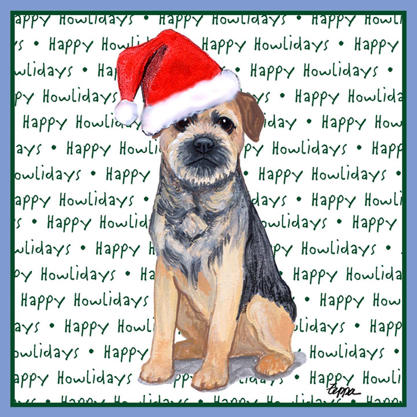 Border Terrier Happy Howlidays Text - Women's Tri-Blend T-Shirt