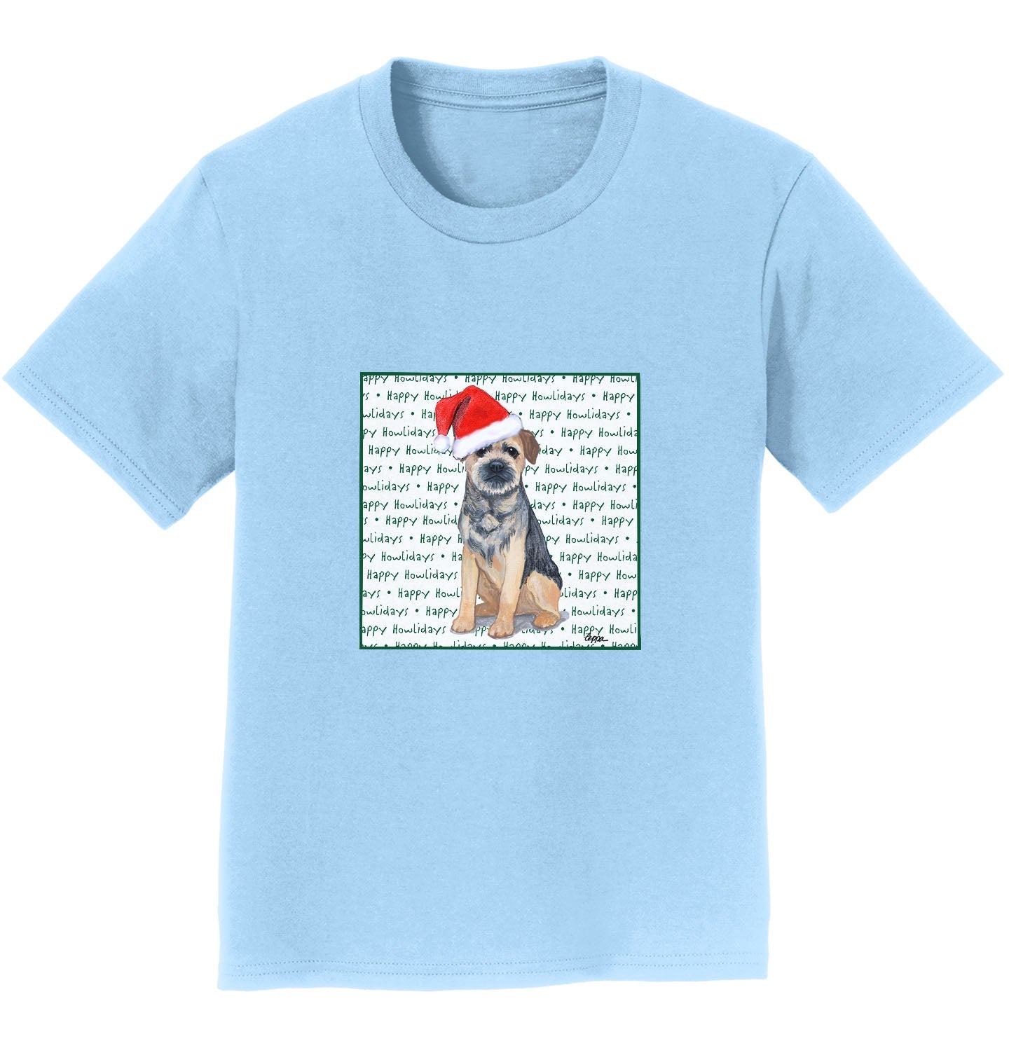 Border Terrier Happy Howlidays Text - Kids' Unisex T-Shirt