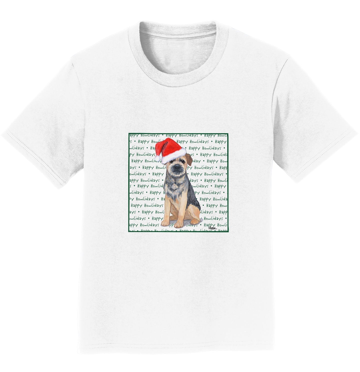 Border Terrier Happy Howlidays Text - Kids' Unisex T-Shirt