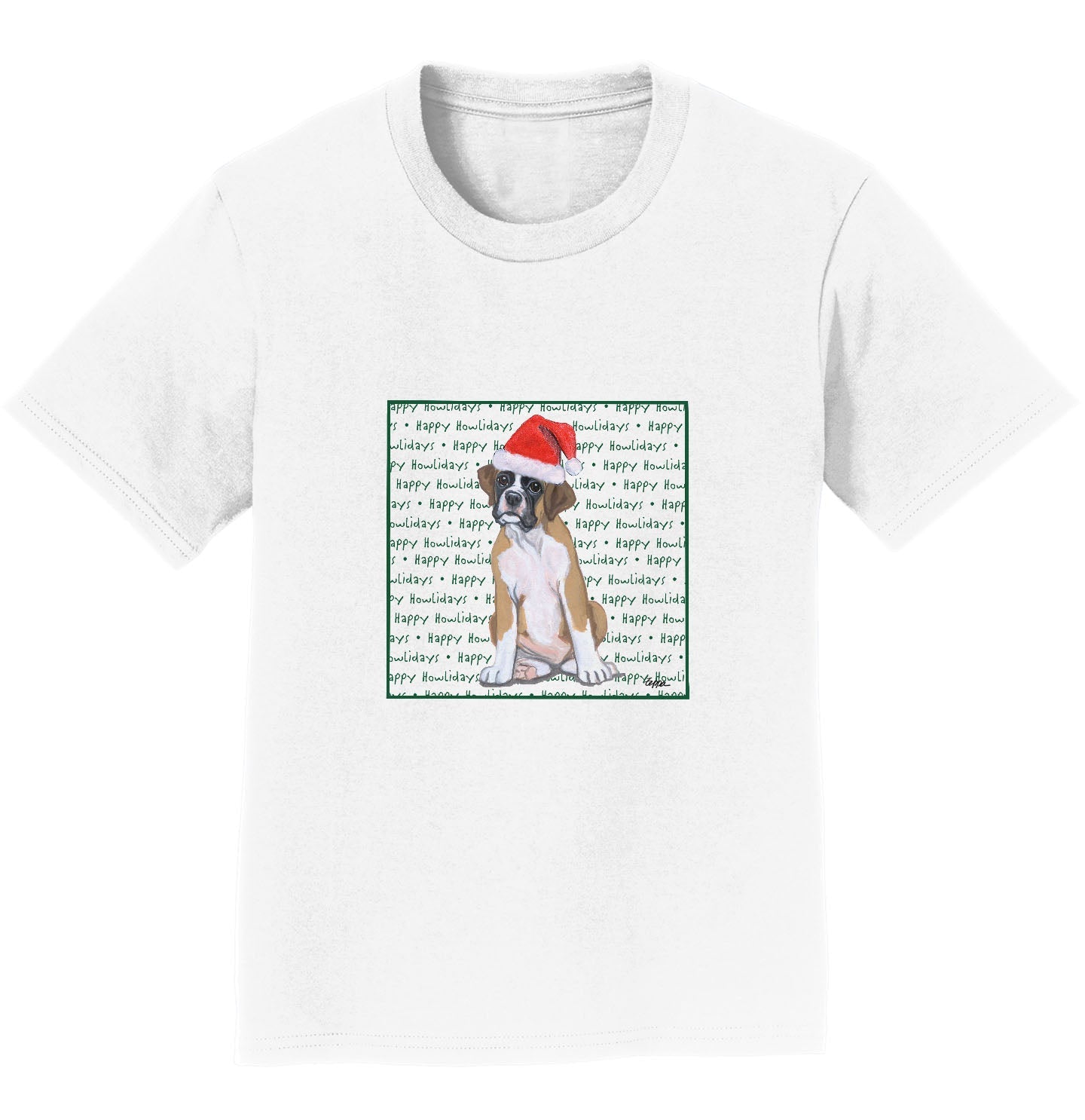 Boxer Puppy Happy Howlidays Text - Kids' Unisex T-Shirt