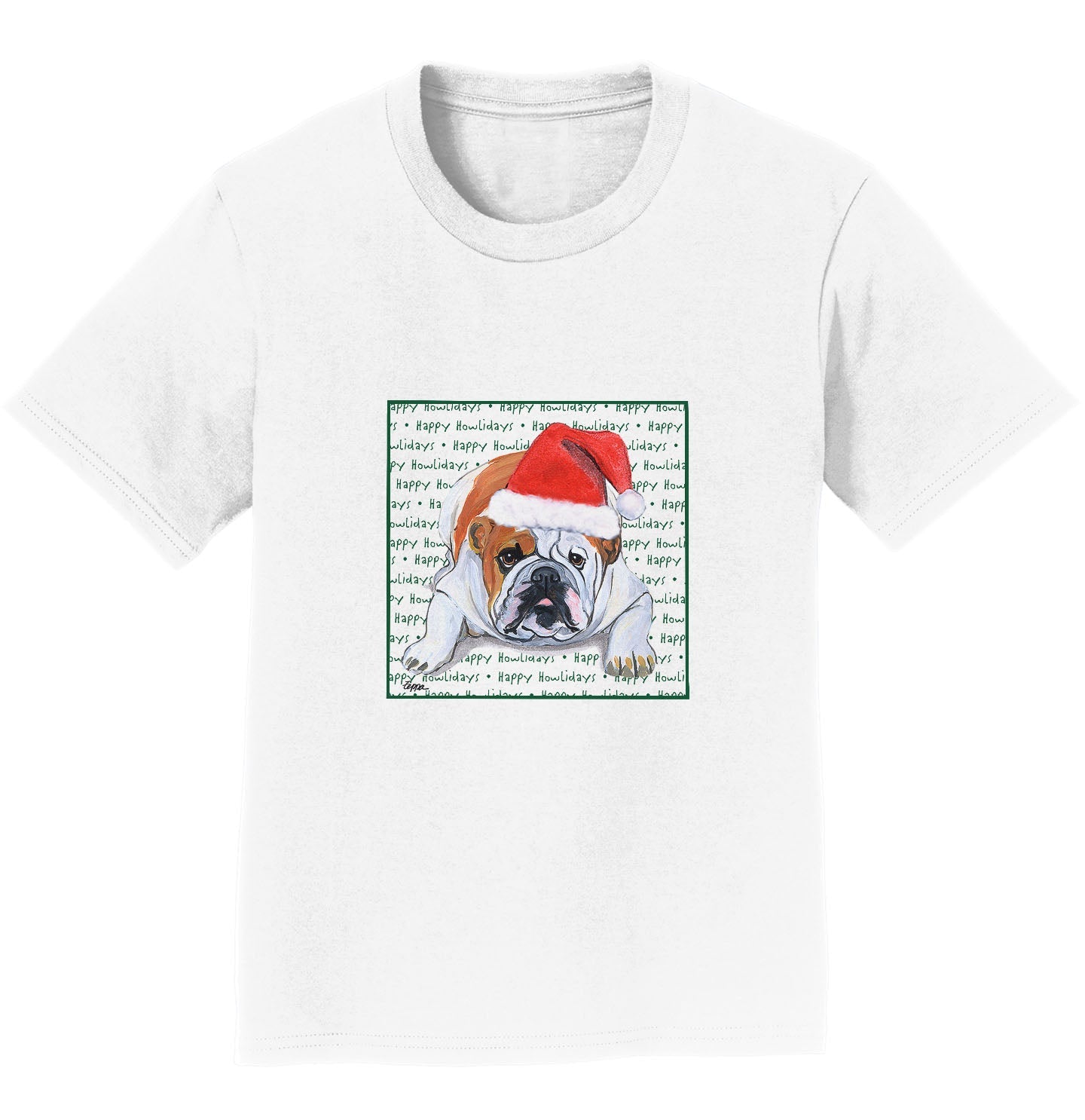 Bulldog Happy Howlidays Text - Kids' Unisex T-Shirt
