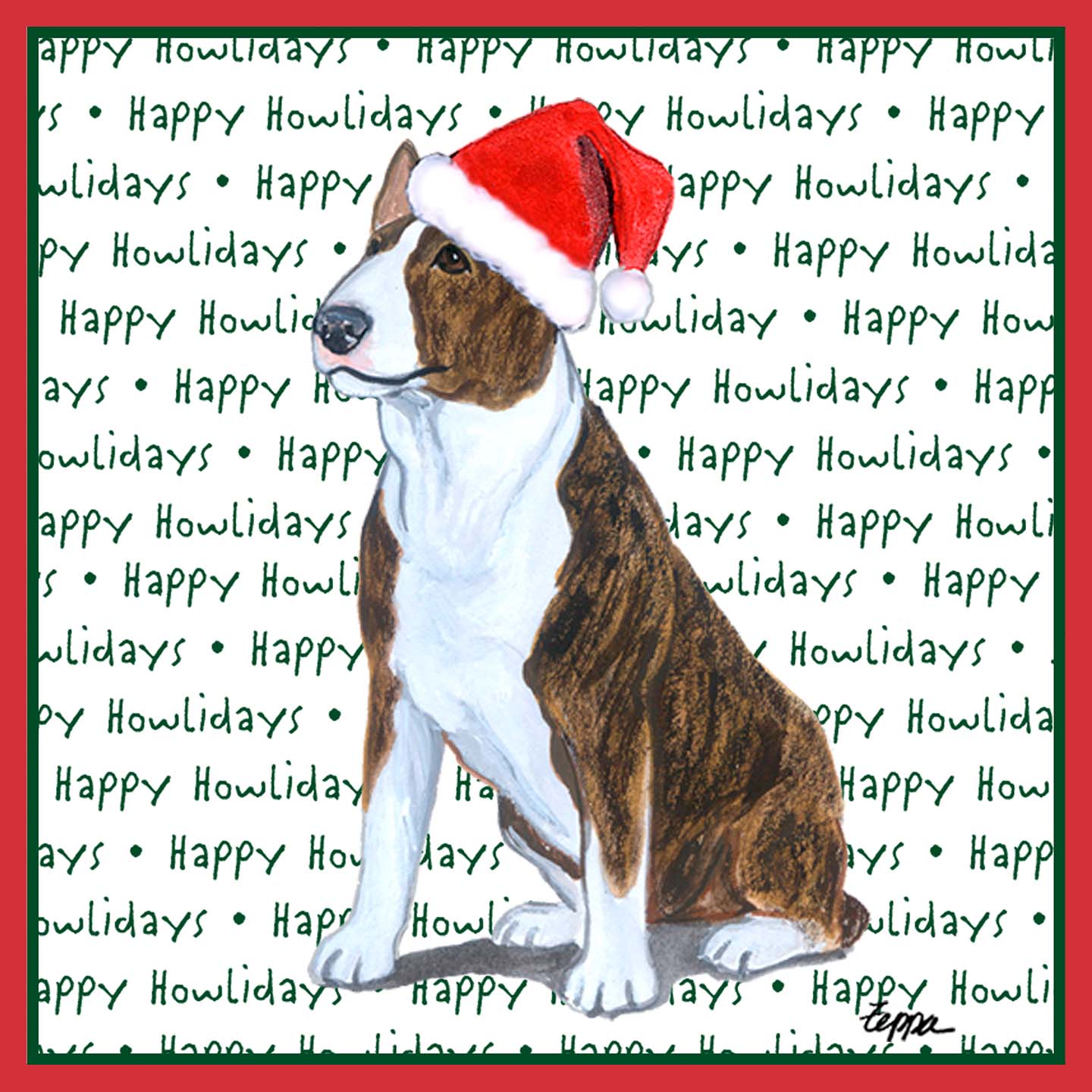 Bull Terrier Happy Howlidays Text - Adult Unisex Long Sleeve T-Shirt