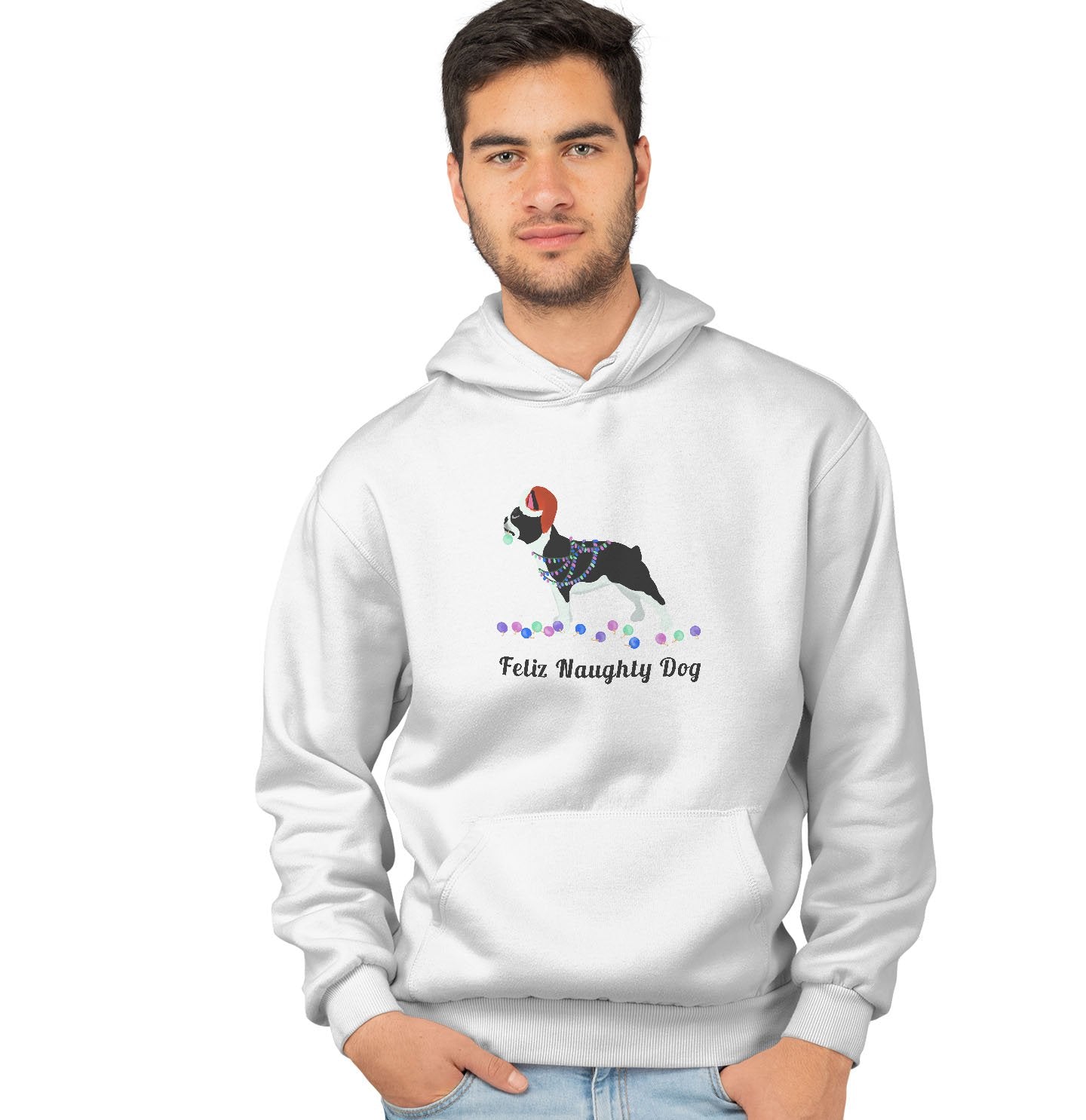 Feliz Naughty Dog Frenchie - Adult Unisex Hoodie Sweatshirt